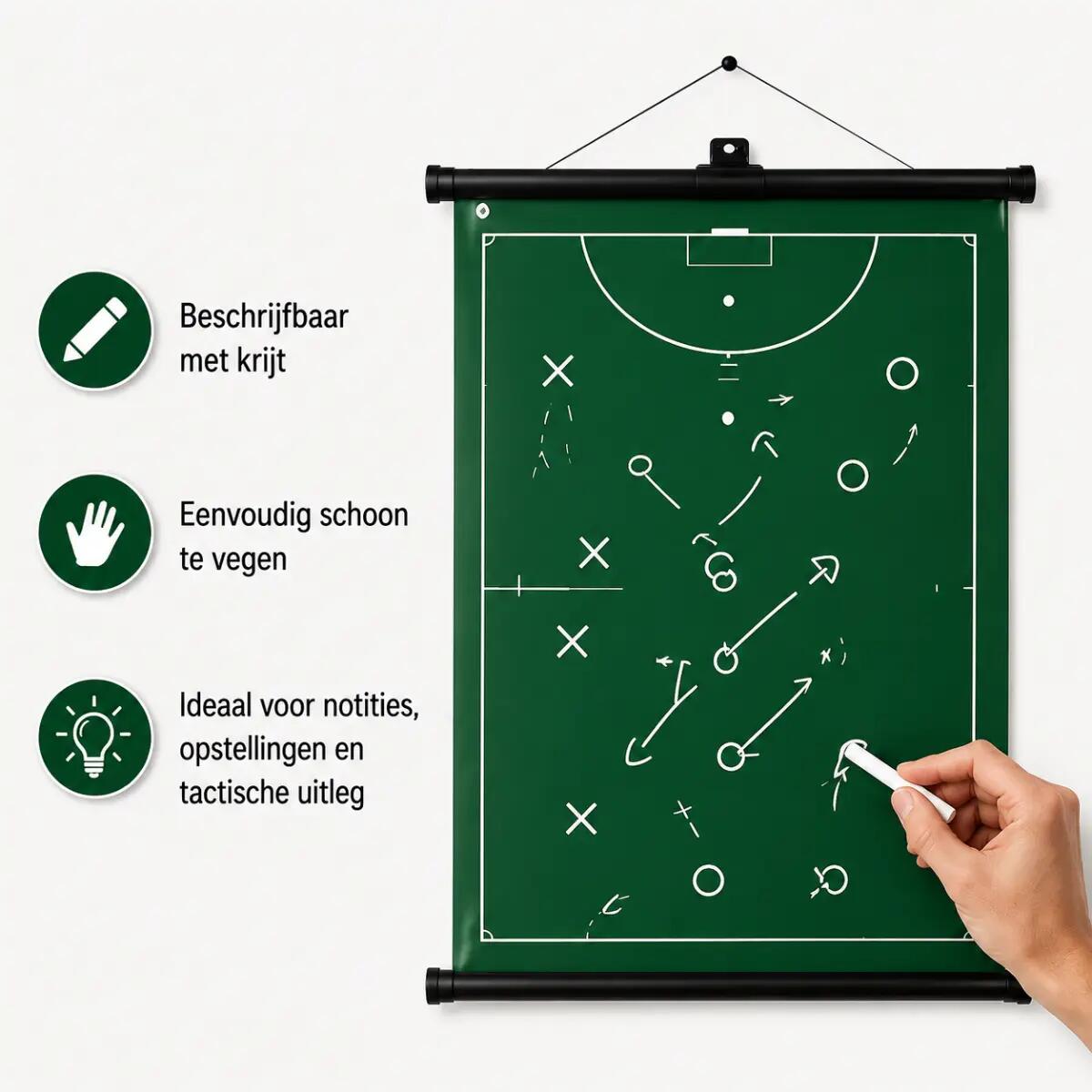 Sportec Oprolbaar magnetisch coachbord - 74 x 100 cm - Hockey 3/5