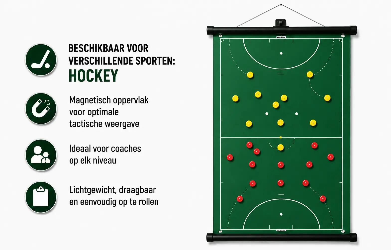 Sportec Oprolbaar magnetisch coachbord - 74 x 100 cm - Hockey 2/5
