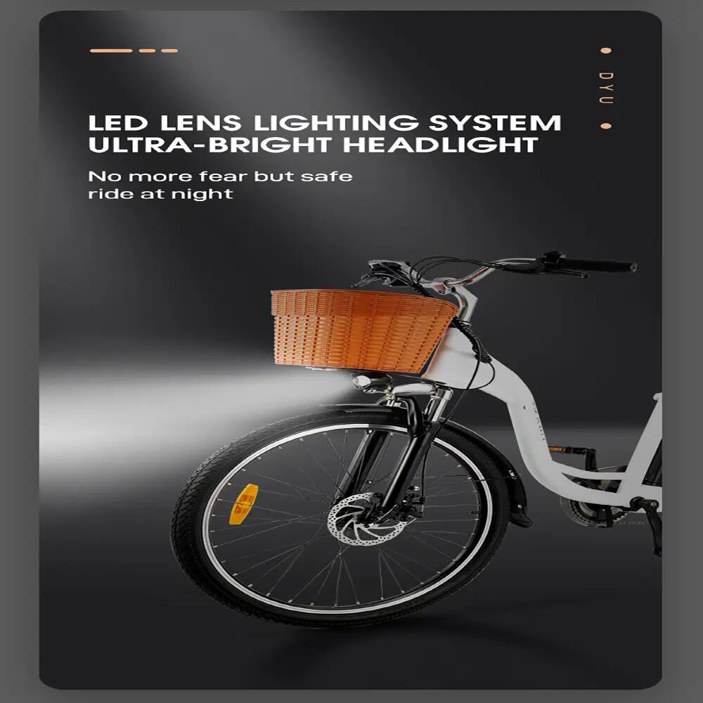 Bicicleta eléctrica urbana DYU C6, Batería 36V 12,5Ah, neumáticos 26 pulgadas 7/9