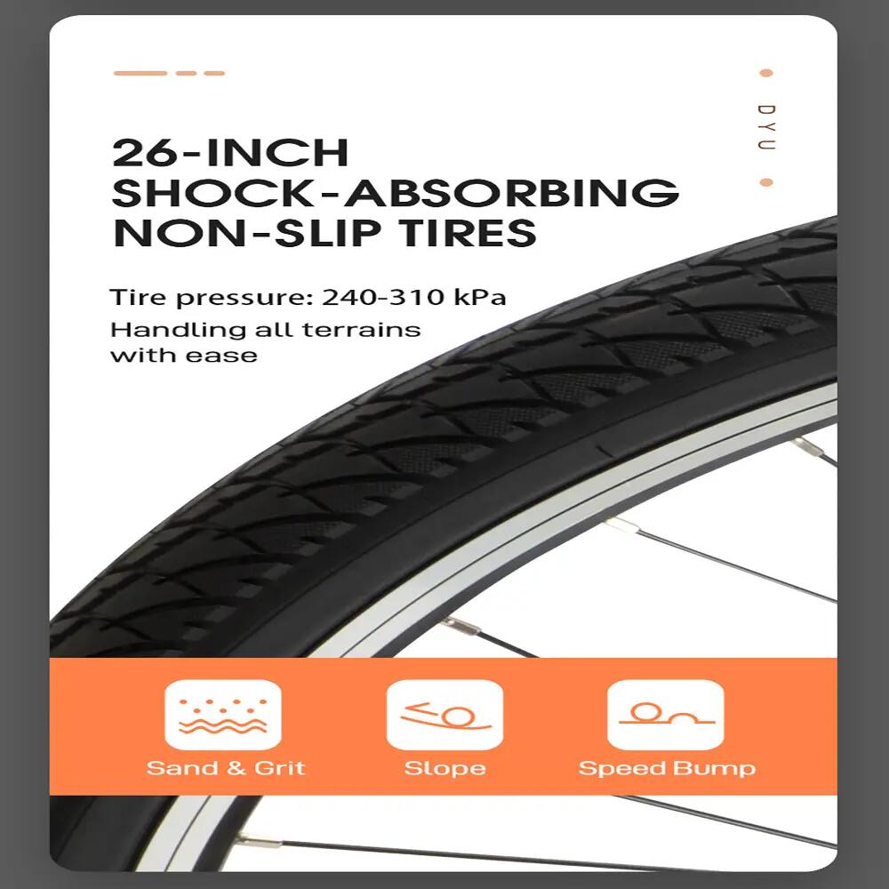Bicicleta eléctrica urbana DYU C6, Batería 36V 12,5Ah, neumáticos 26 pulgadas 6/9