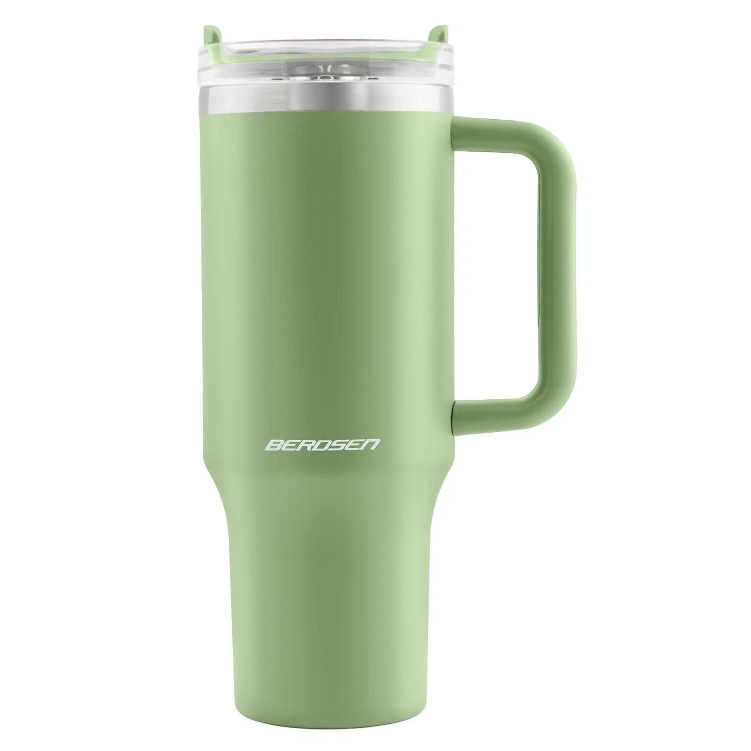 Kubek termiczny Berdsen zielony 1180ml stal nierdzewna + zestaw słomek 2/12