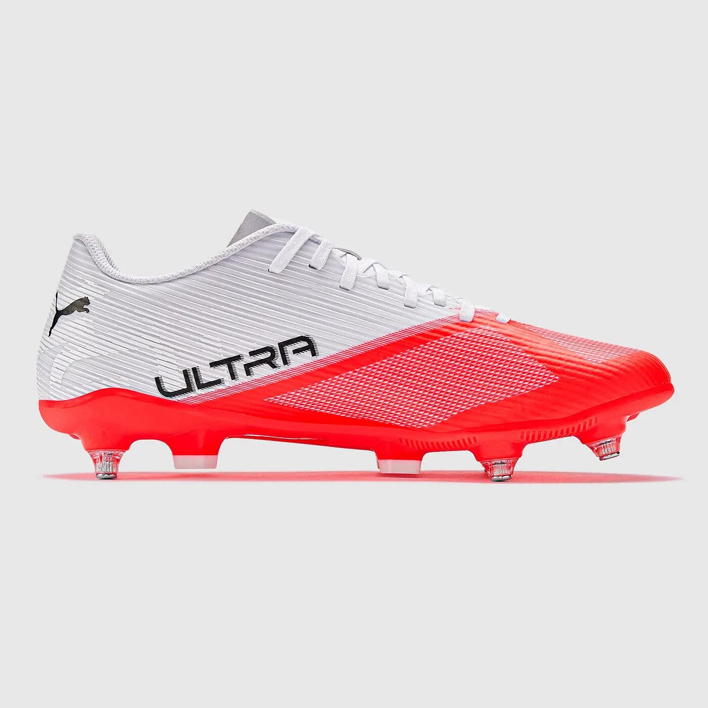Crampons Puma Ultra 7 Play MxSG Blanc et rouge ultra 3/5