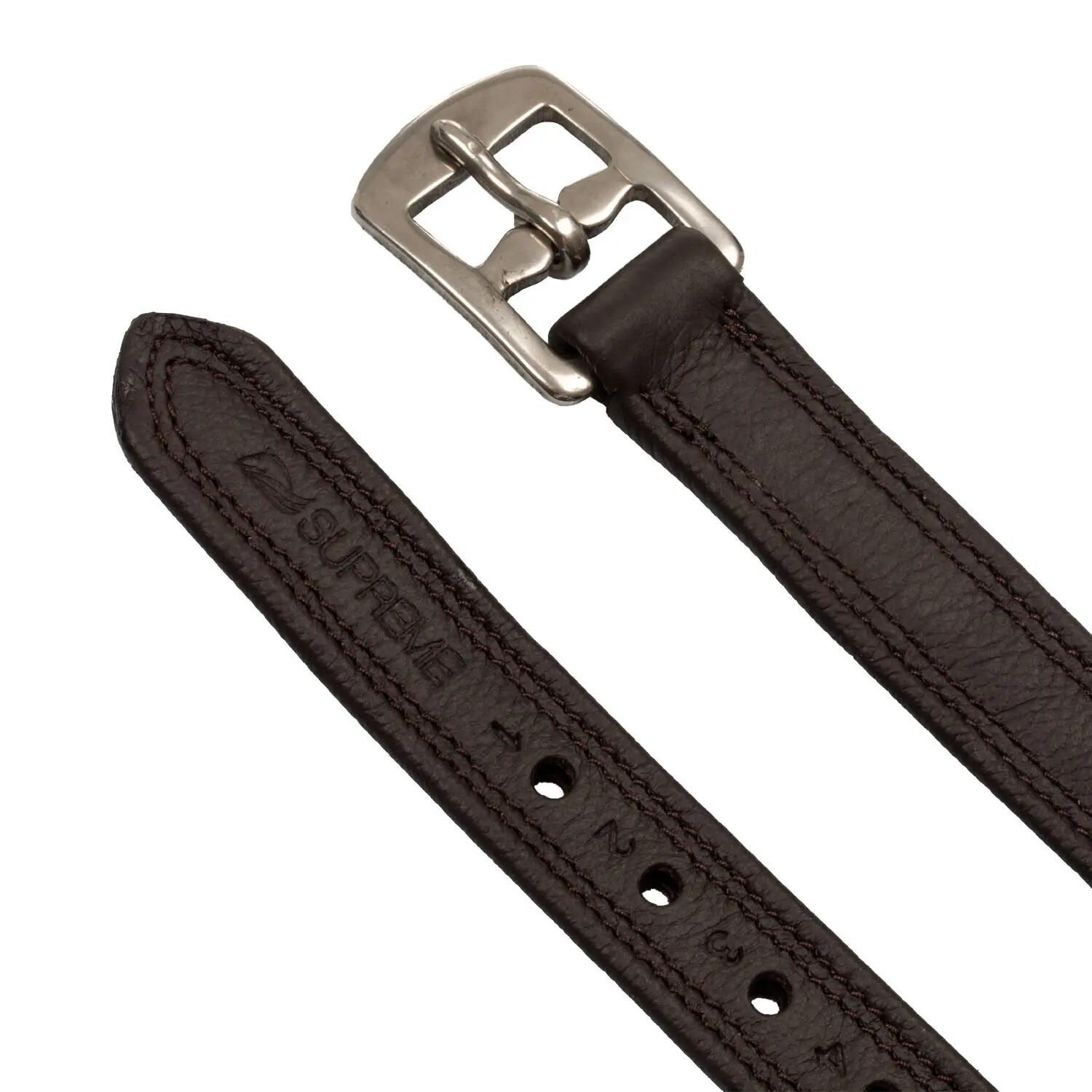 Couro para estribo macio revestido com fivela curva em aço inox e nylon 4/4