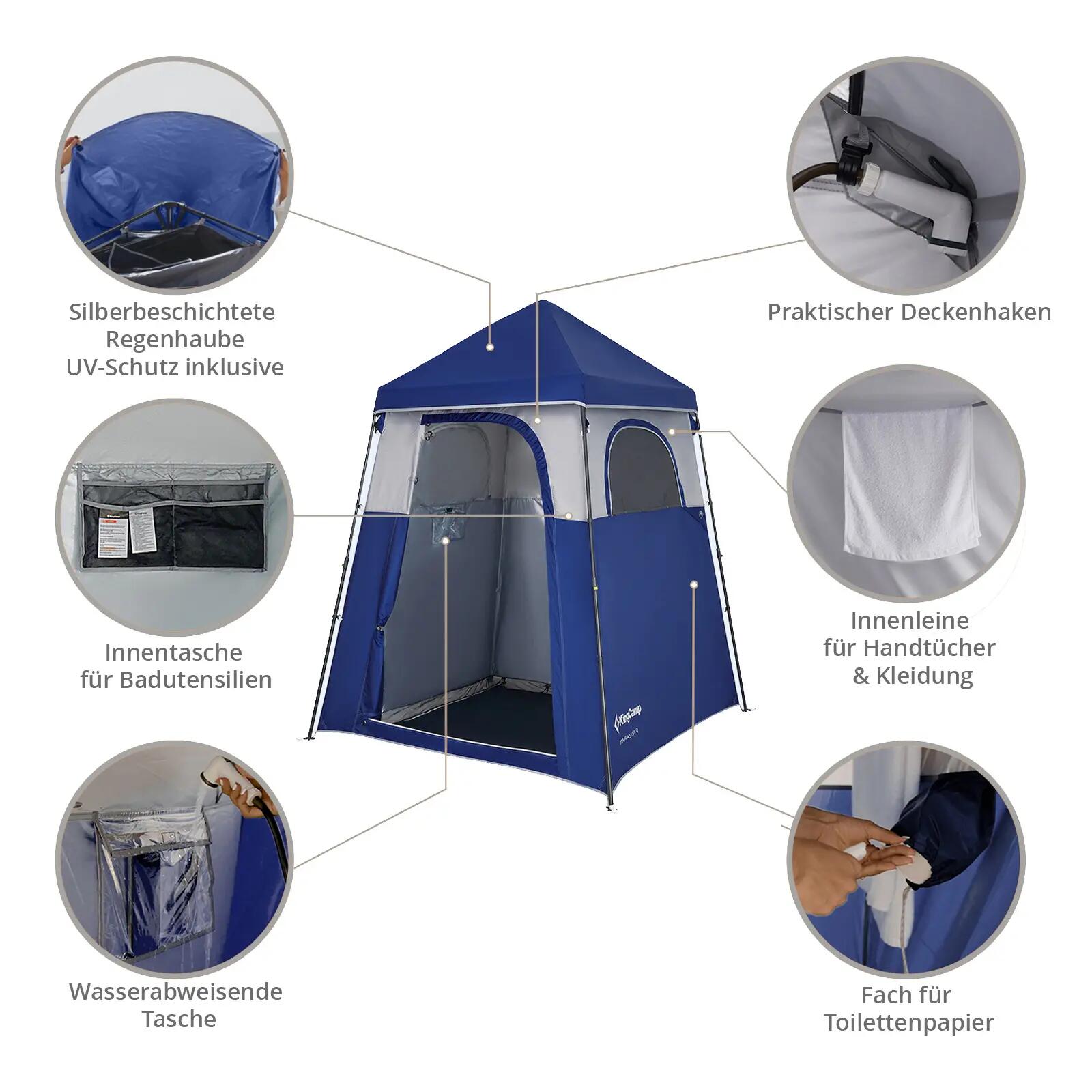 Tente de douche Marasusa Q Camping Tente vestiaire WC toilettes 2 personnes 3/7