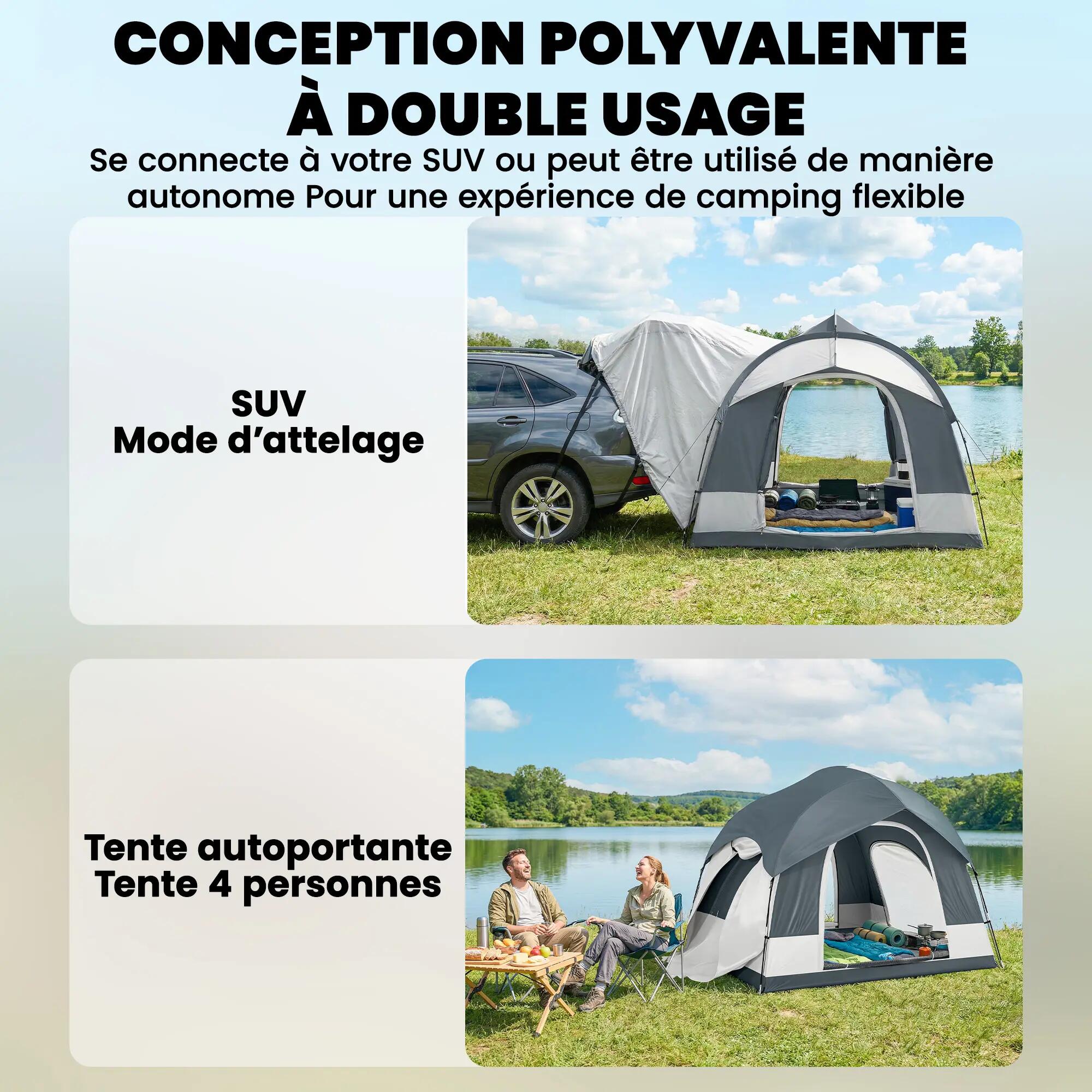 Tente tunnel - Camping - 2-4 places, montage facile - Bleu foncé 6/6