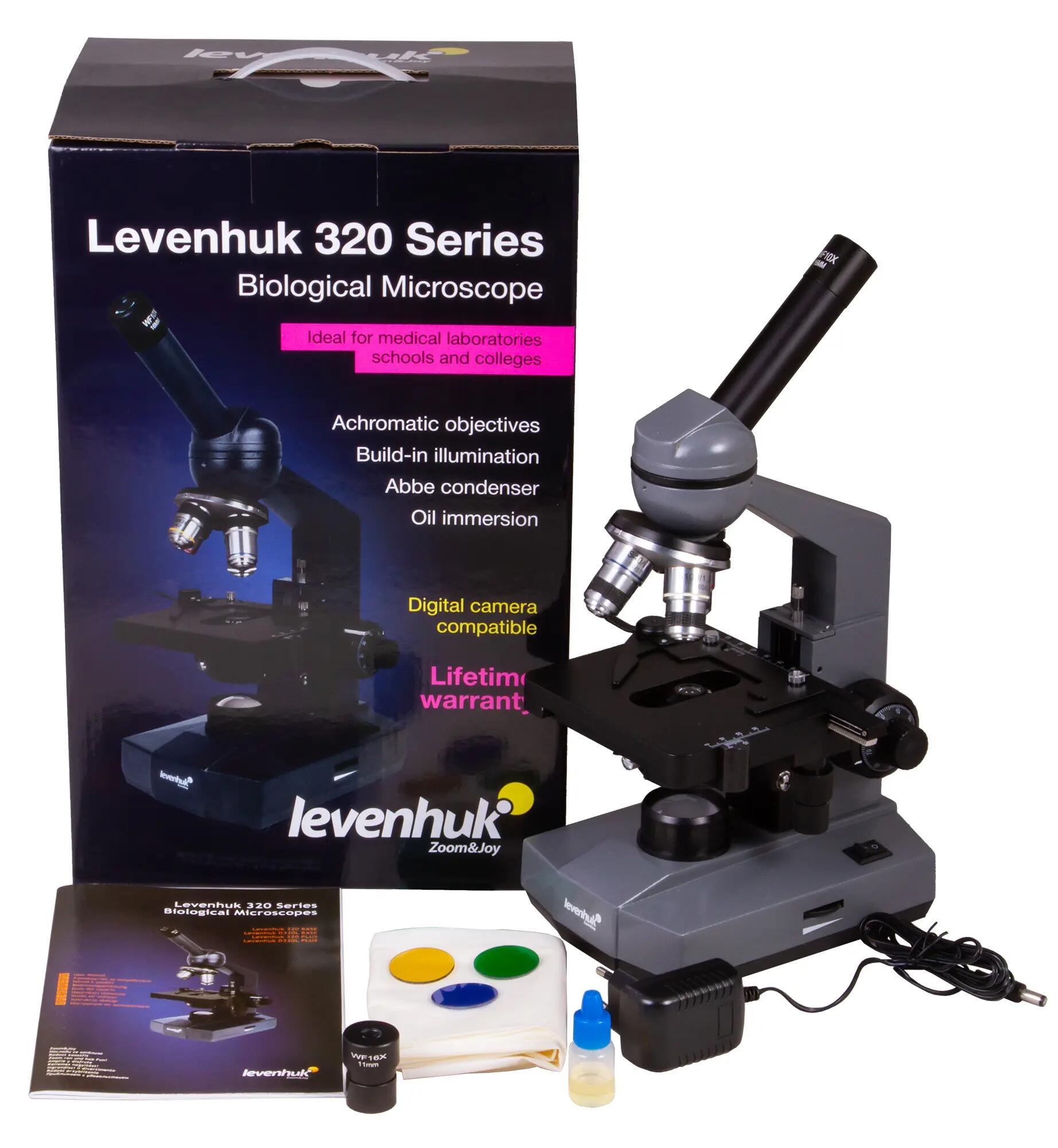 Microscopio da laboratorio monoculare - 40–1600x - Levenhuk 320 PLUS - Nero 2/6