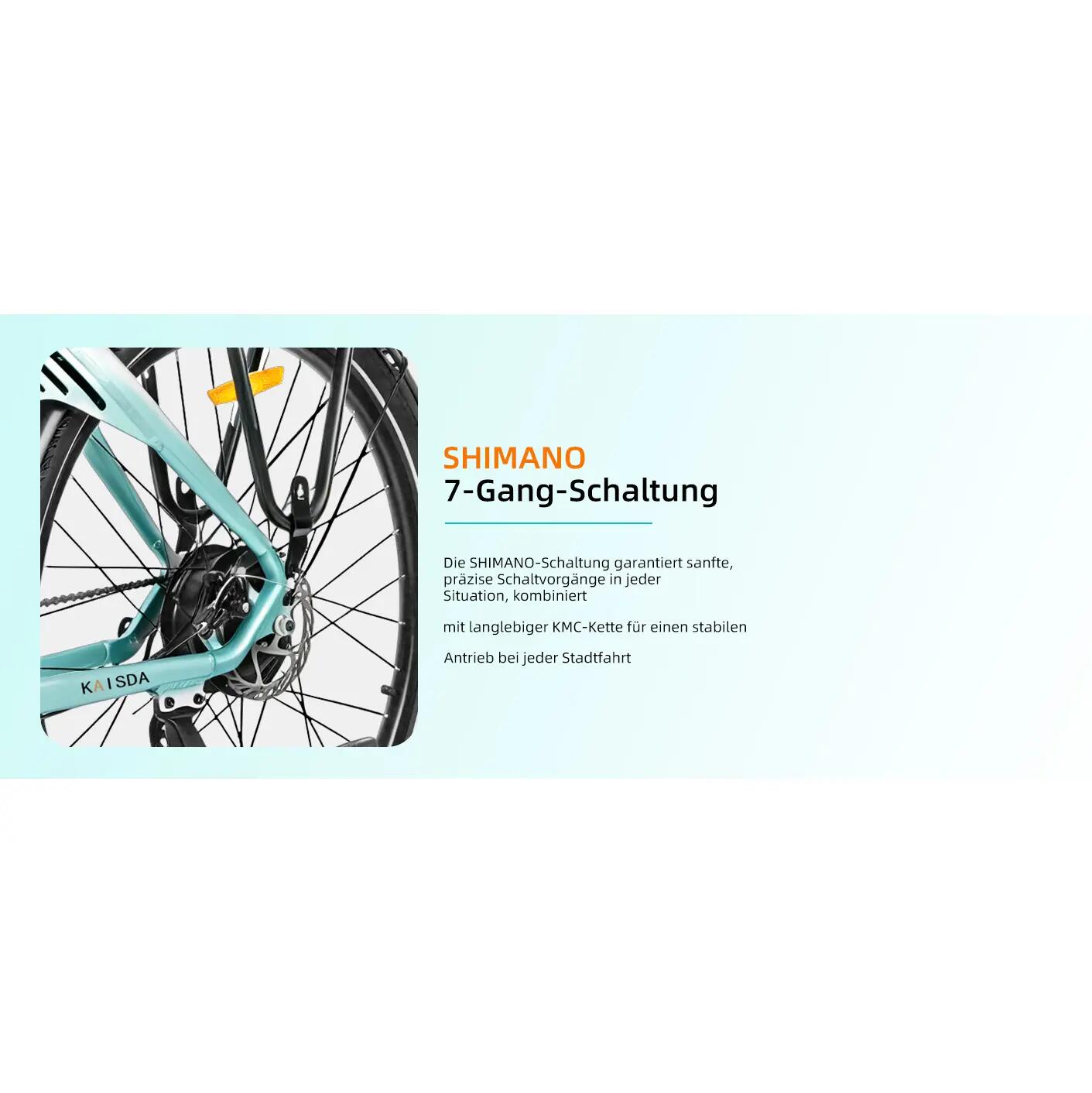 Vélo électrique femme KAISDA K608 moteur 250W batterie 36V20AH couple 52Nm 7/7