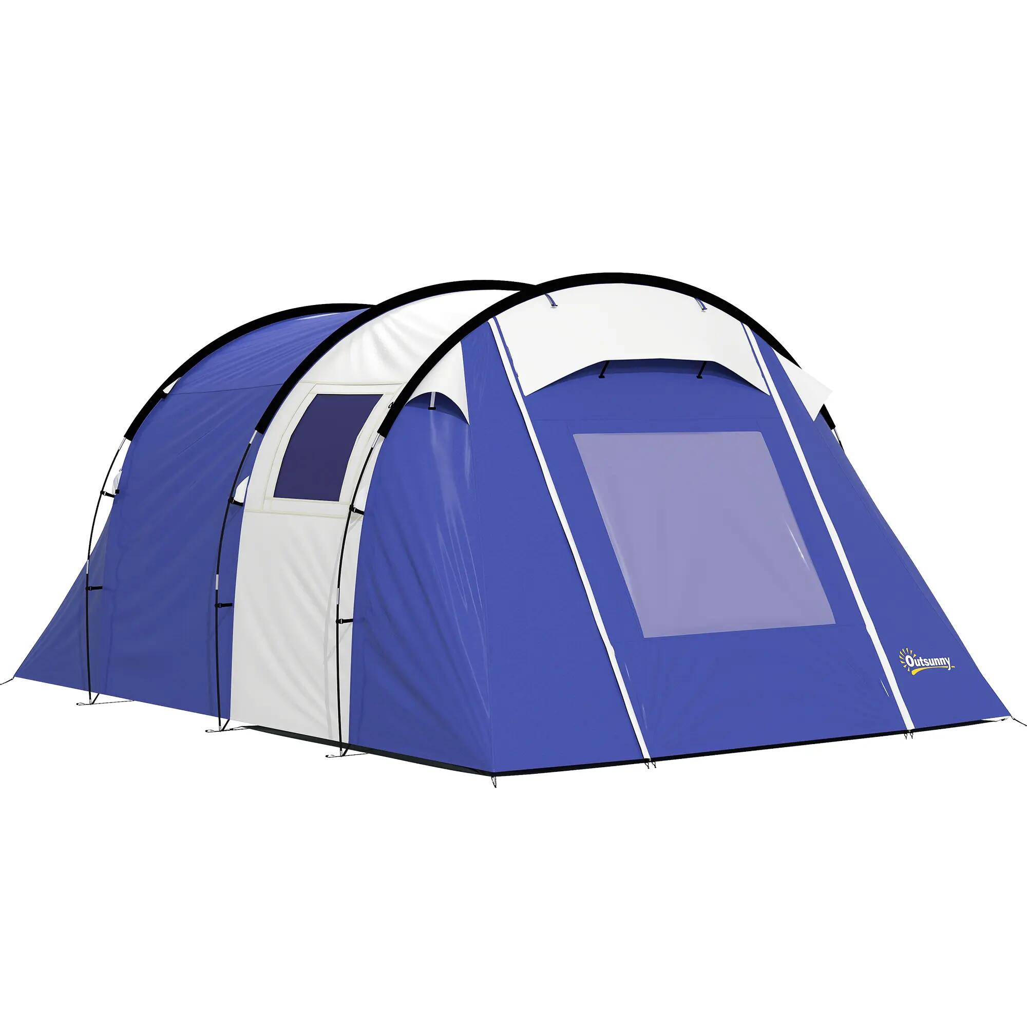 Tente de camping 4 places 2 chambres tunnel imperméable 3000 mm - Bleu foncé 2/6