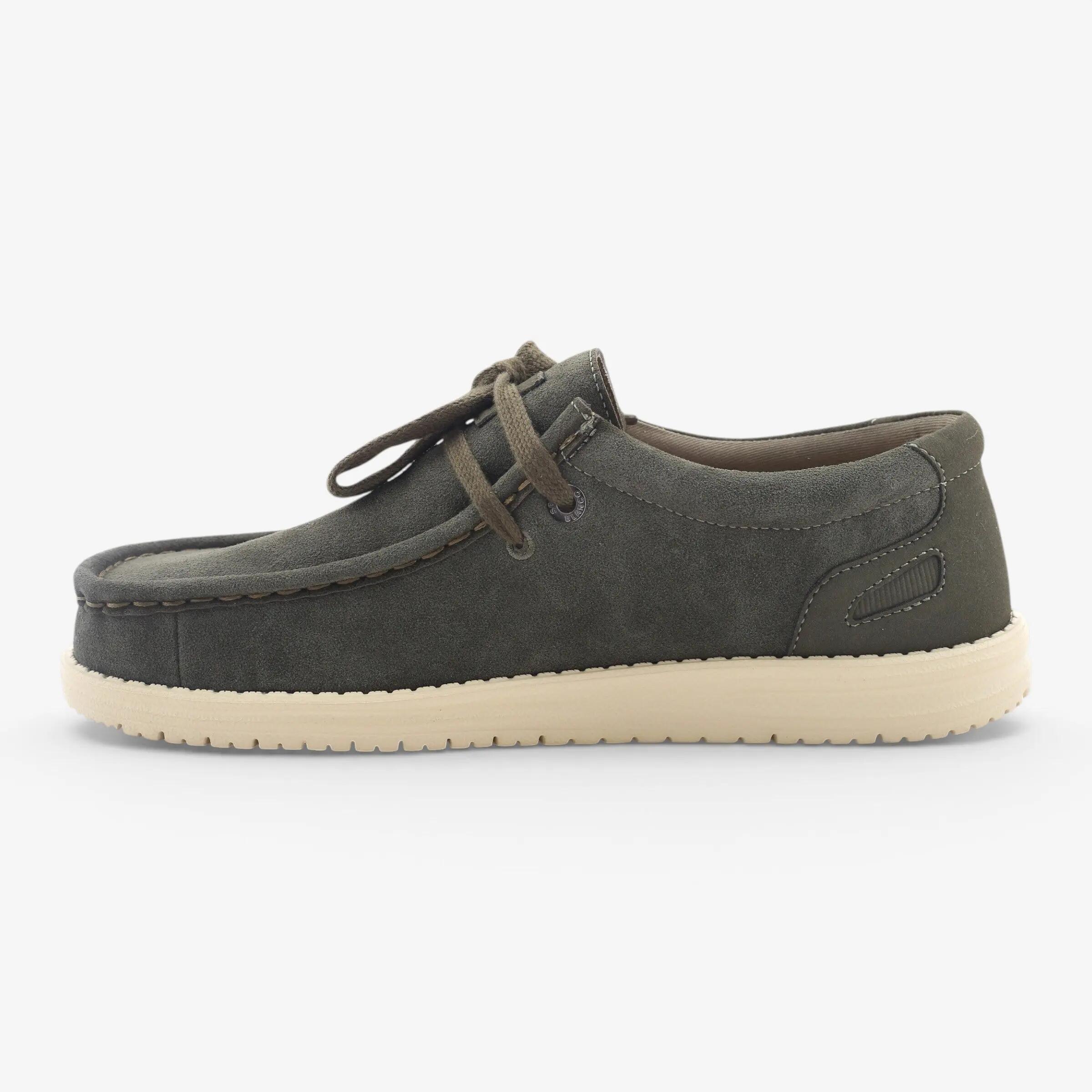Chaussures bateau Saint Jean en suède vert kaki SBPLAY 3/4