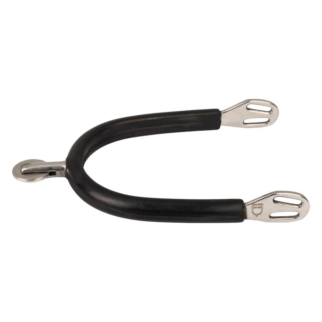 Rubber-coated stainless steel spurs with horizontal smooth wheel