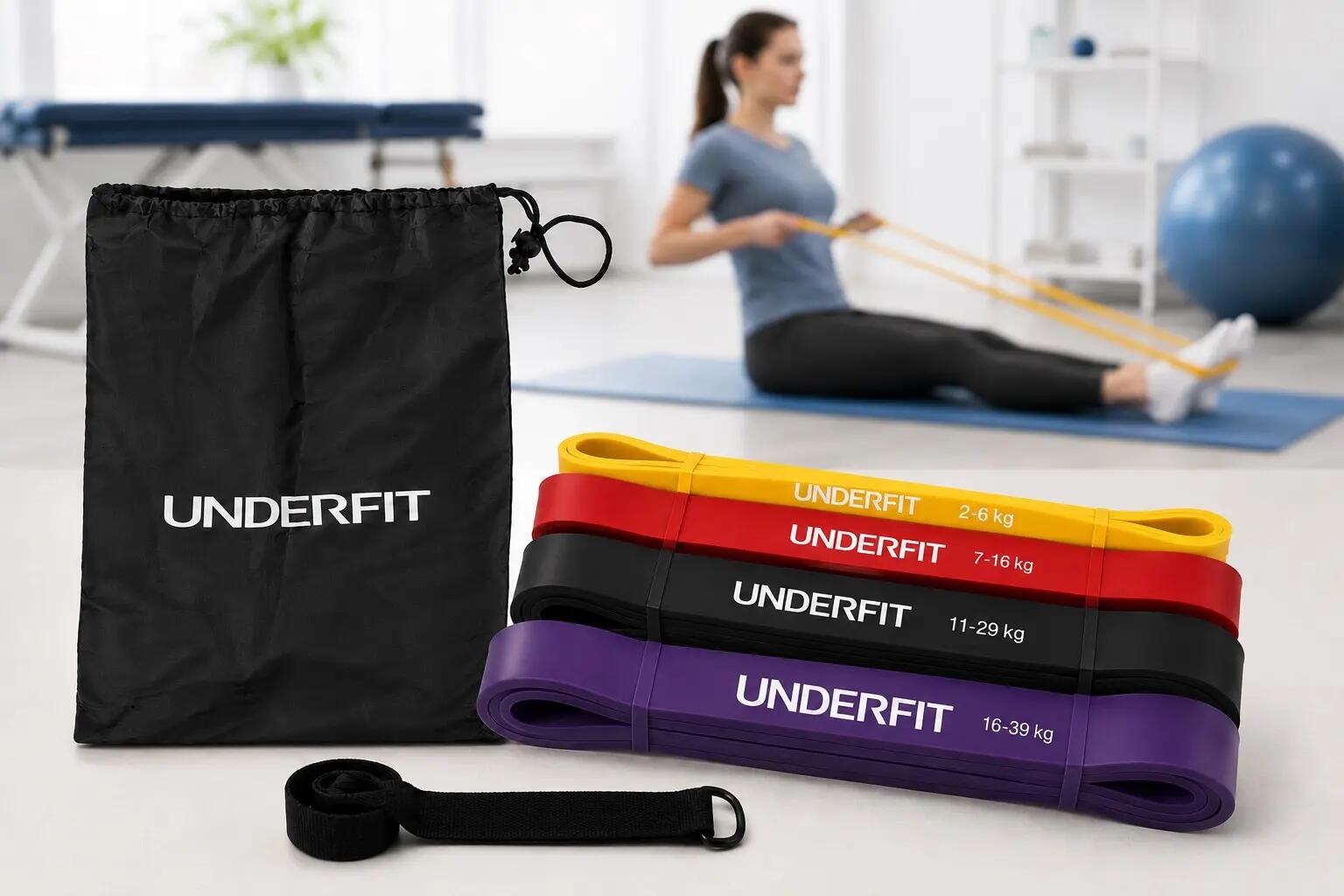 Gumy do podciągania zestaw 4 szt. z uchwytem do drzwi UNDERFIT Power Band 7/8
