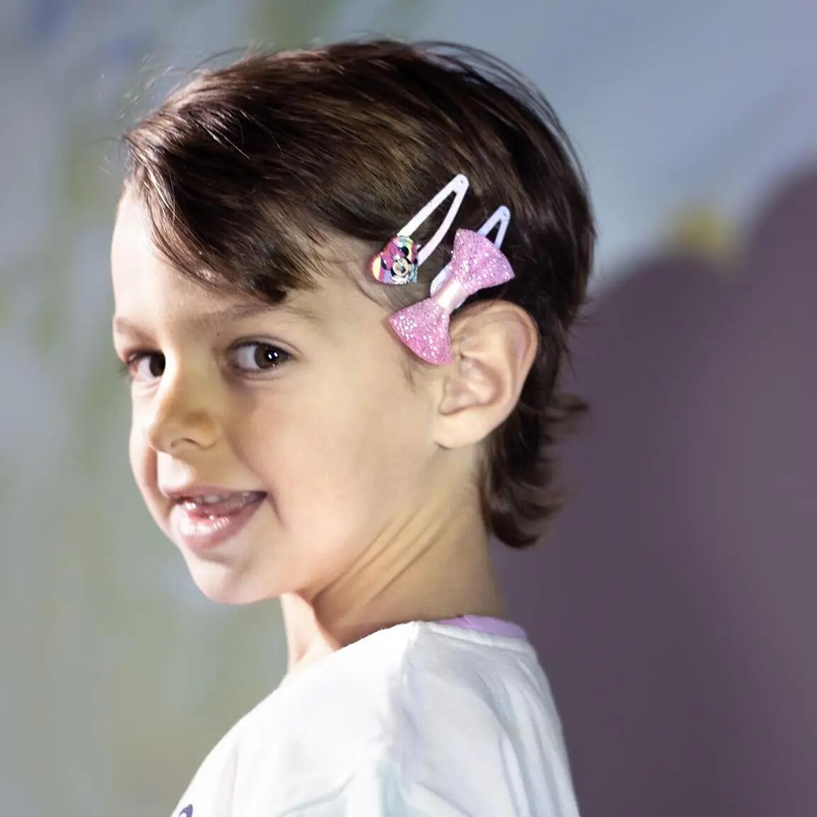 Lot de pinces à cheveux enfant Minnie 4 pièces à nœuds et paillettes Rose 6/6