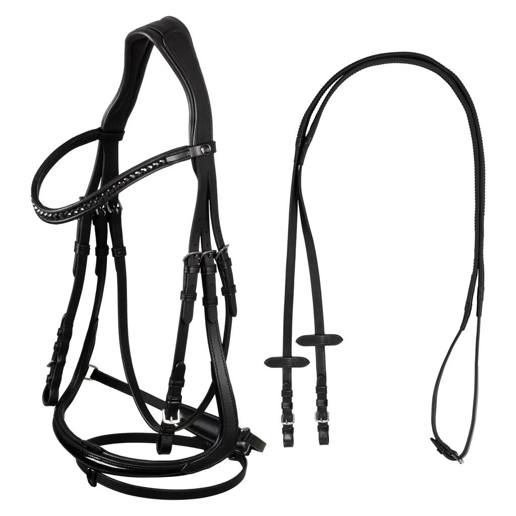 Dressage bridle hemelite model with rubber reins