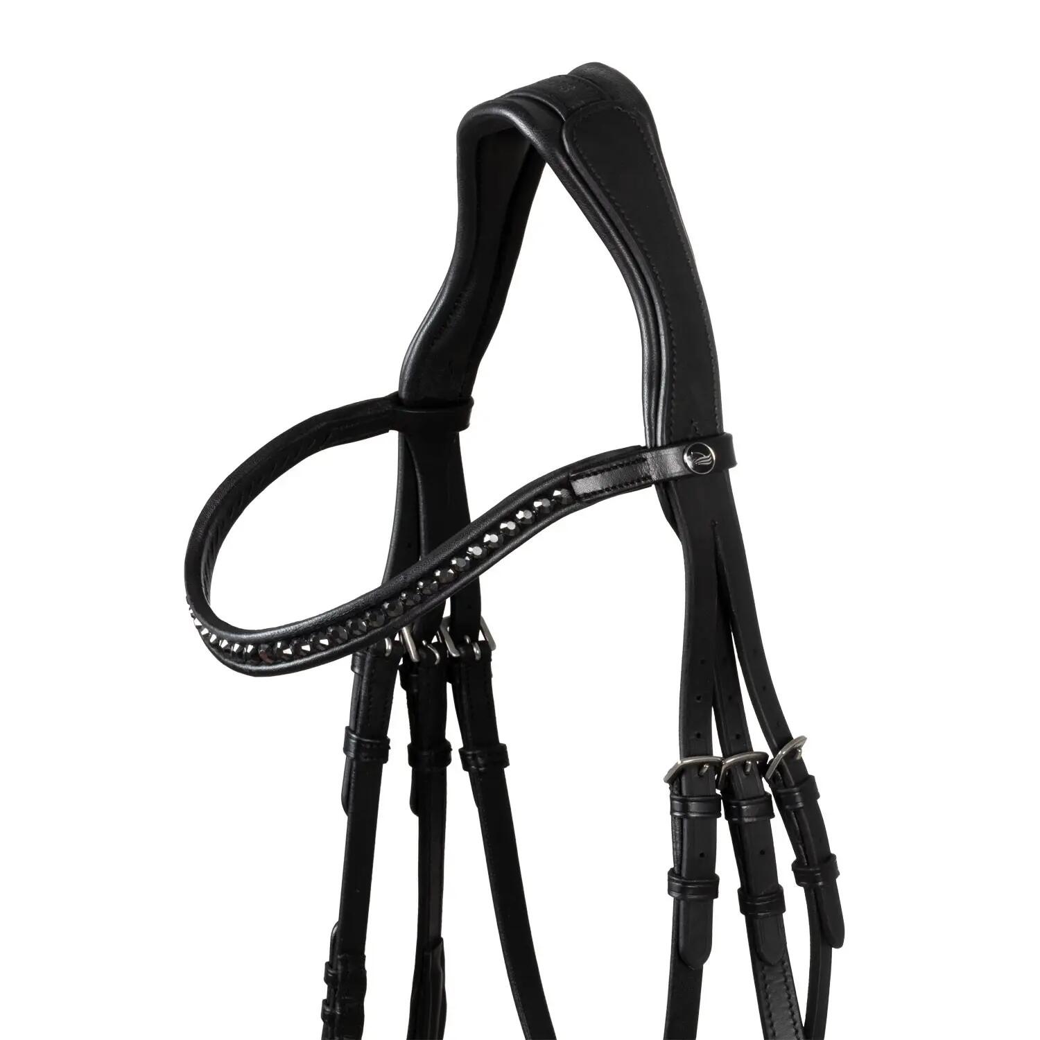 Cabeçada de dressage modelo hemelite com rédeas de borracha 5/7