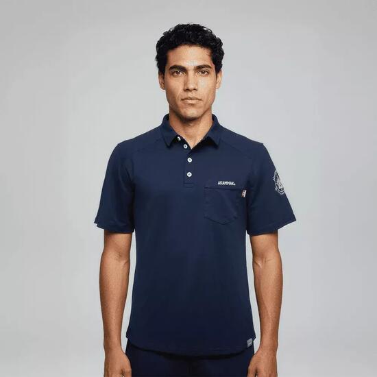 Polo de Randonnée homme Thermorégulant, anti UV LENNO Bleu Navy