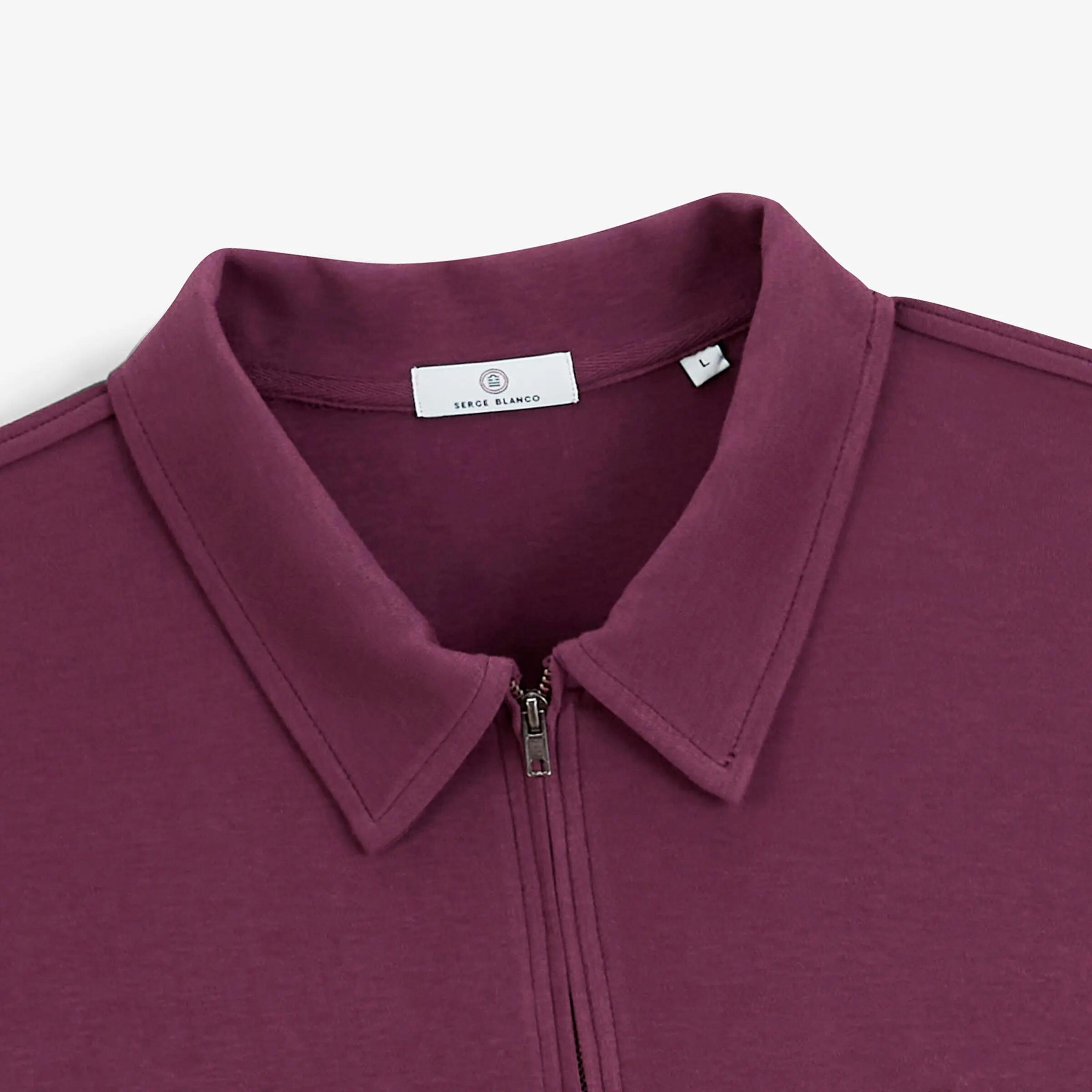 Polo de manga larga con cremallera en algodón interlock 3/4