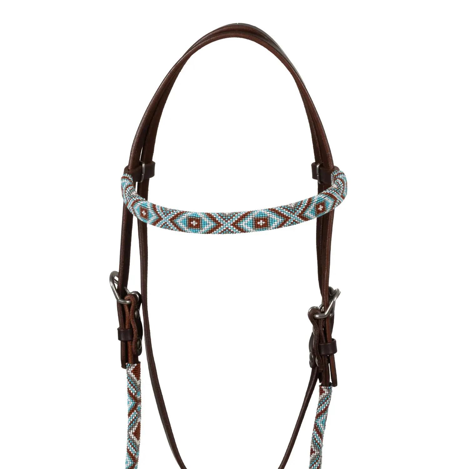 Bridon western huilé avec perles 6/6
