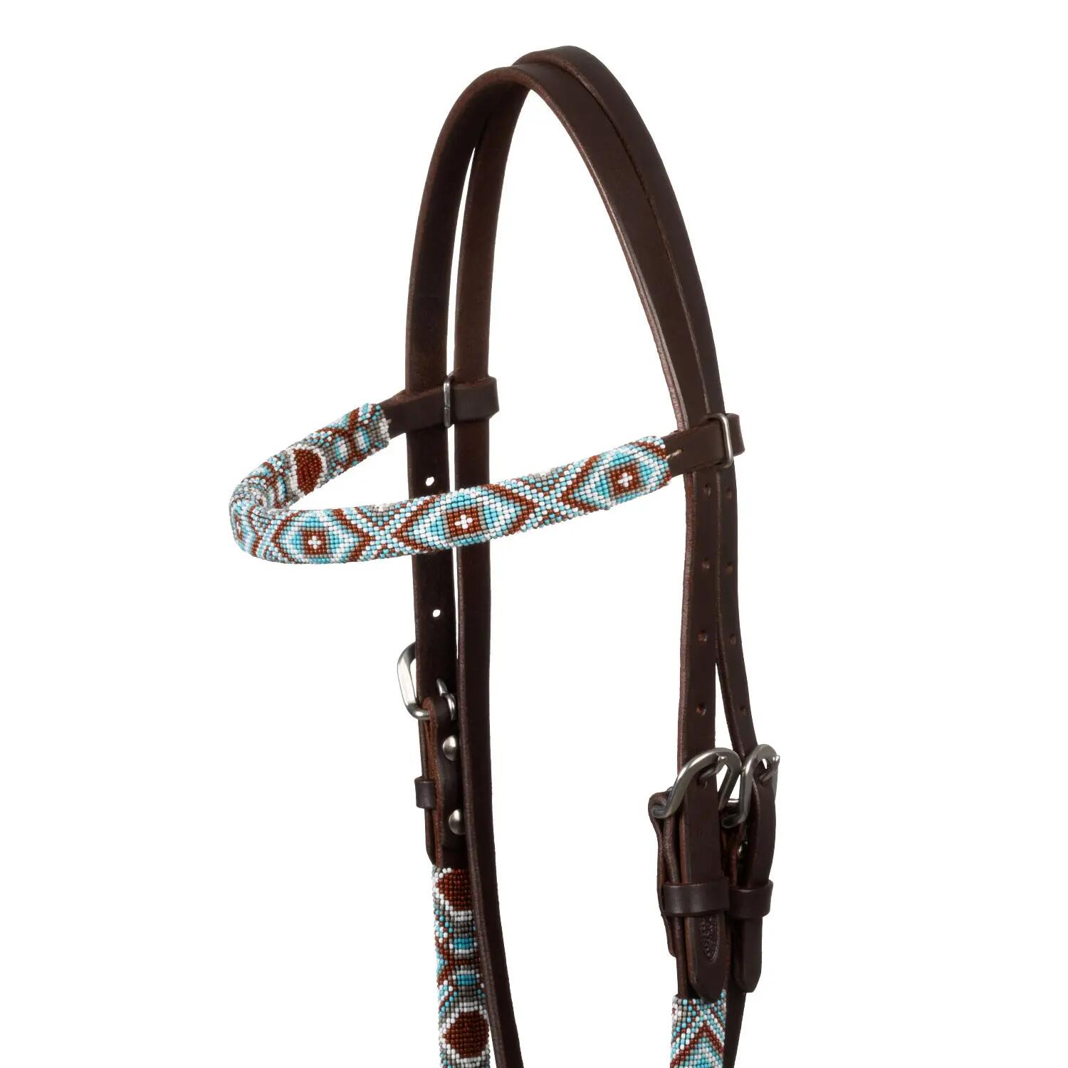 Bridon western huilé avec perles 3/6