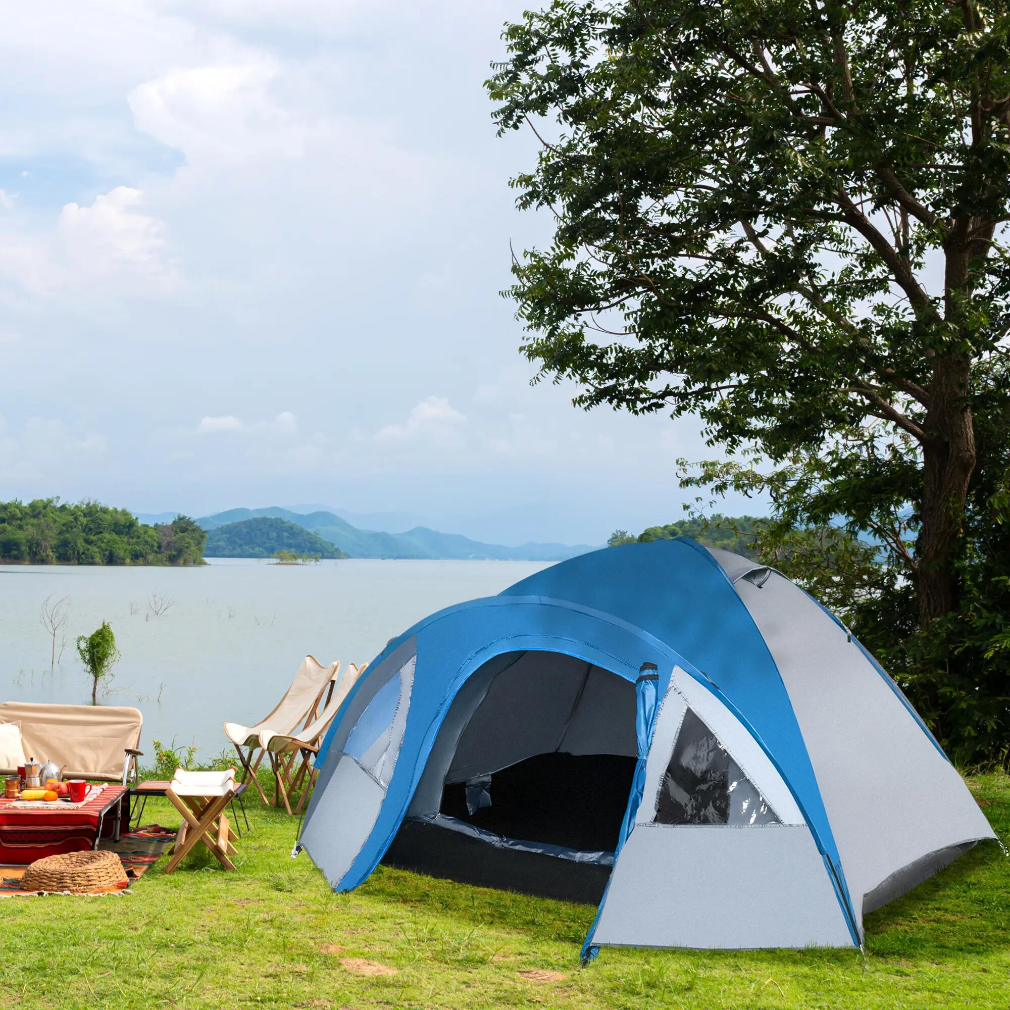 Tente dôme - Camping - 3 places, imperméable 2000 mm - Bleu 4/6