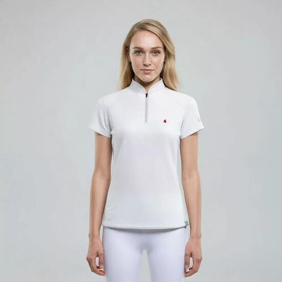 Damen-Polo für Waldspaziergänge, thermoregulierend, UV-Schutz LEIKA Weiß
