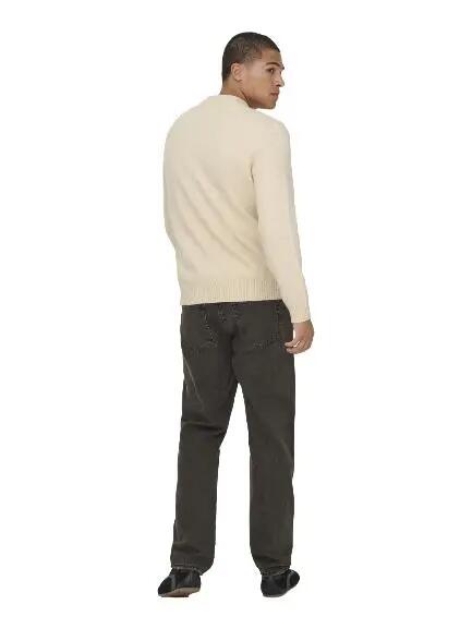 James Rlx Crew Knit Heren Sweater Oatmeal 4/7