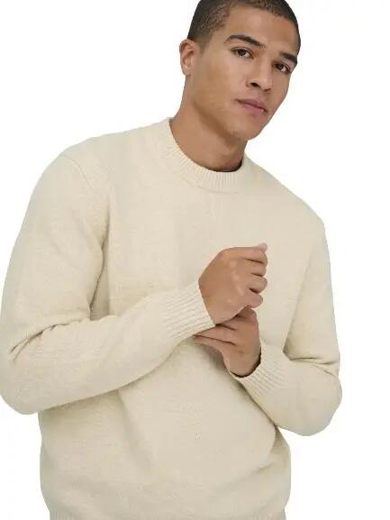 James Rlx Crew Knit Heren Sweater Oatmeal 3/7