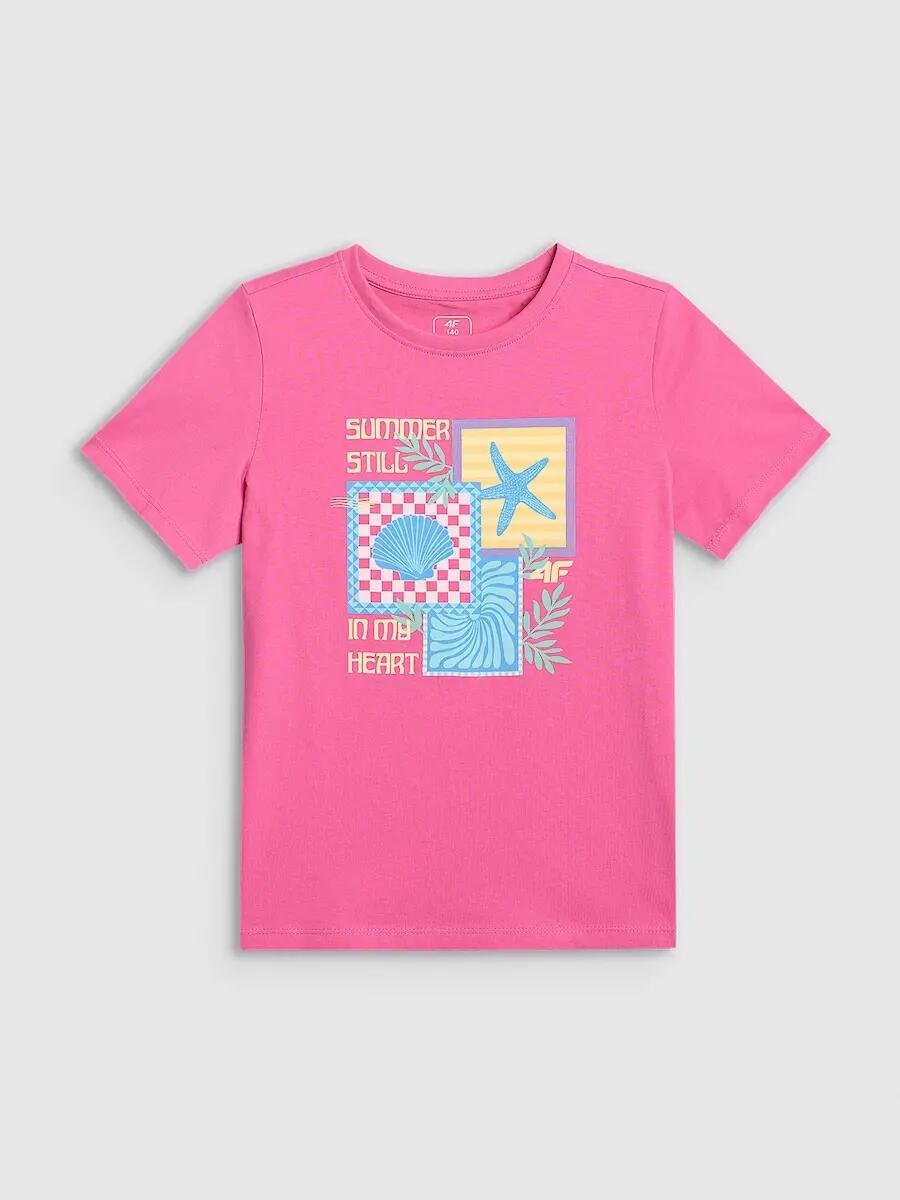 T-shirt regular z nadrukiem dziewczęcy 4F 4FJRSS26TTSHF4418 5/6