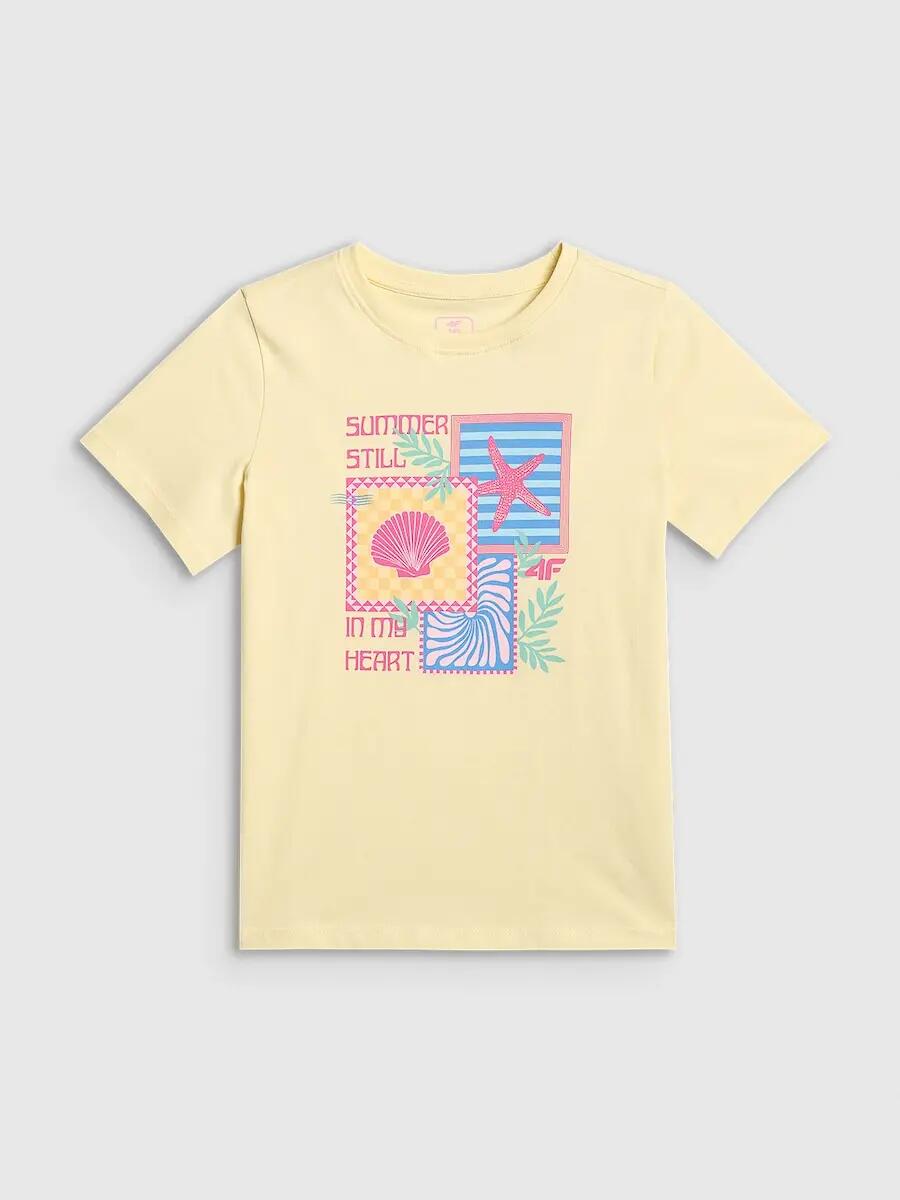 T-shirt regular z nadrukiem dziewczęcy 4F 4FJRSS26TTSHF4418 6/6
