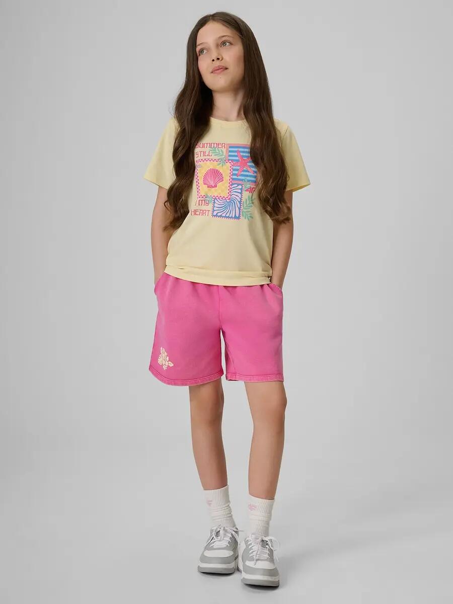 T-shirt regular z nadrukiem dziewczęcy 4F 4FJRSS26TTSHF4418 4/6