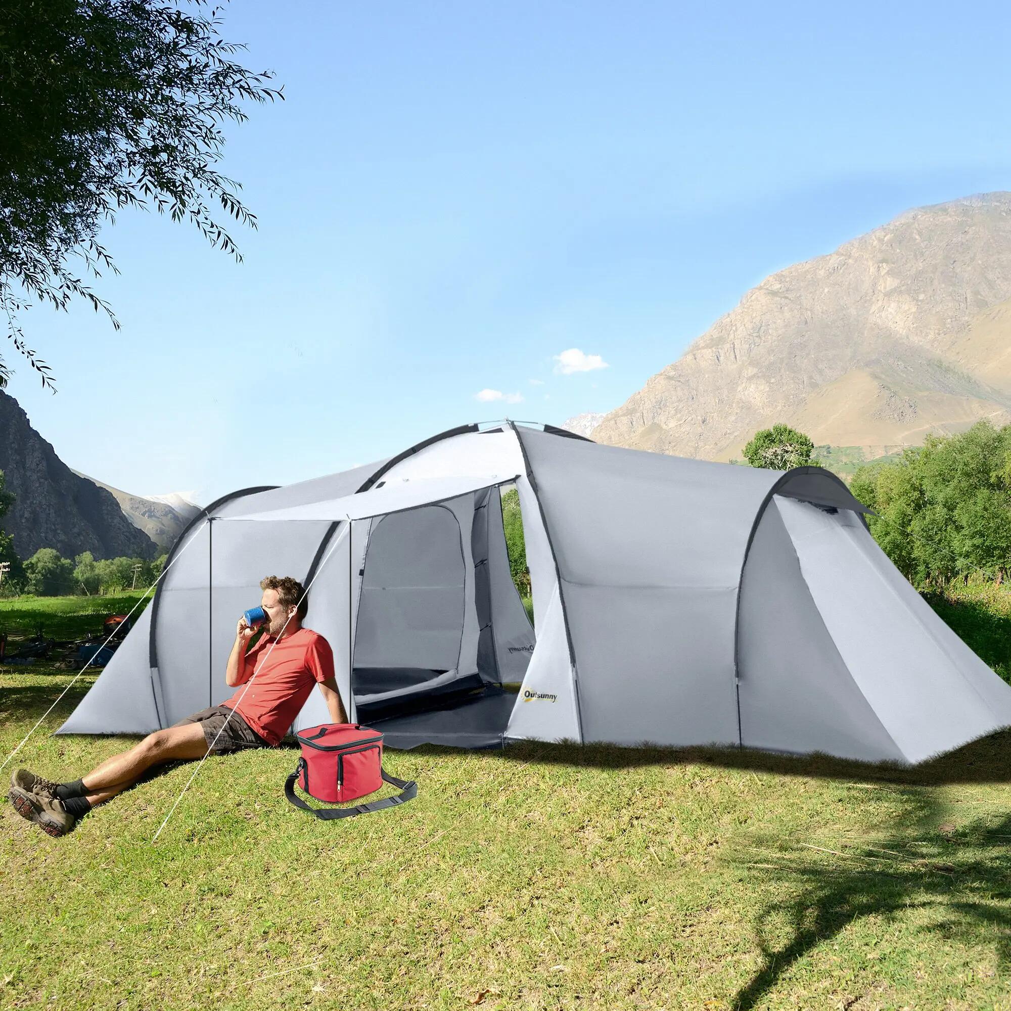 Tente familiale - Camping - 4-6 places - 2 chambres - Gris 4/6