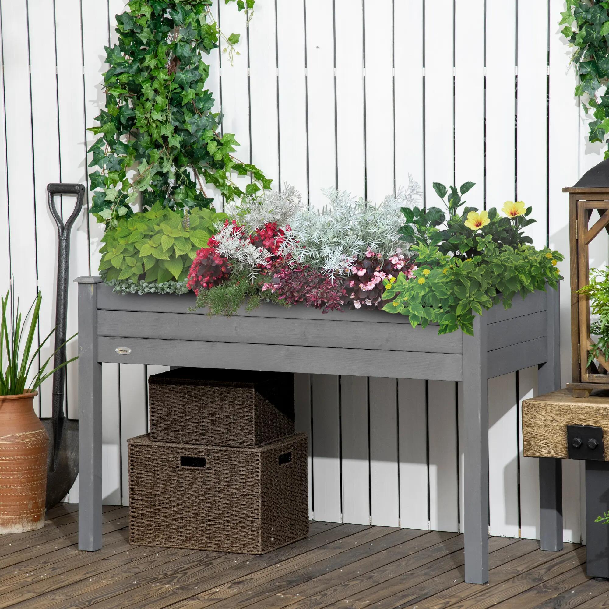 Mesa de Cultivo Outsunny 122.5x56.5x76 cm Gris Oscuro 2/5
