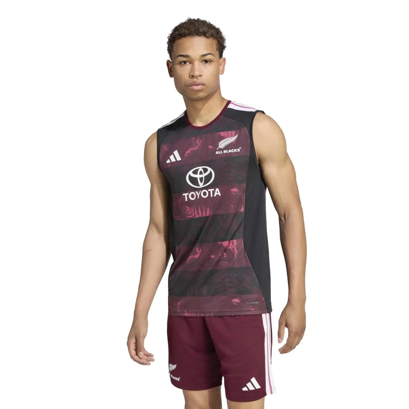 Adidas All Blacks Trainingshemd Zwart En Bordeaux 3/6