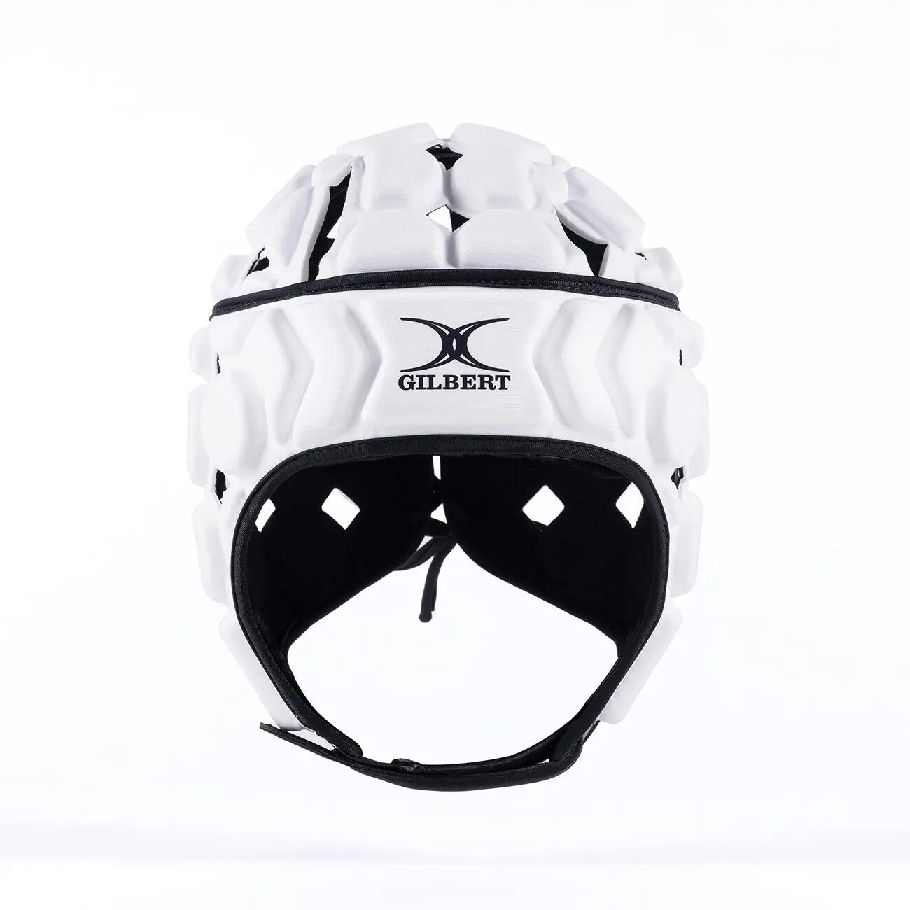 Capacete de râguebi Gilbert Octane branco e preto 4/5