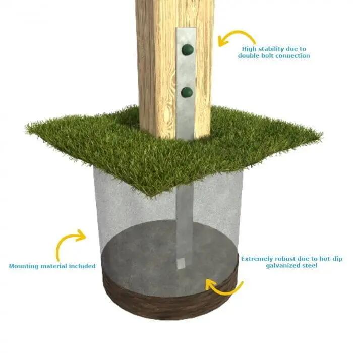 Anclaje de suelo para juegos - galvanizado, postes 7×4,5–9×9 cm - lote 2 3/3