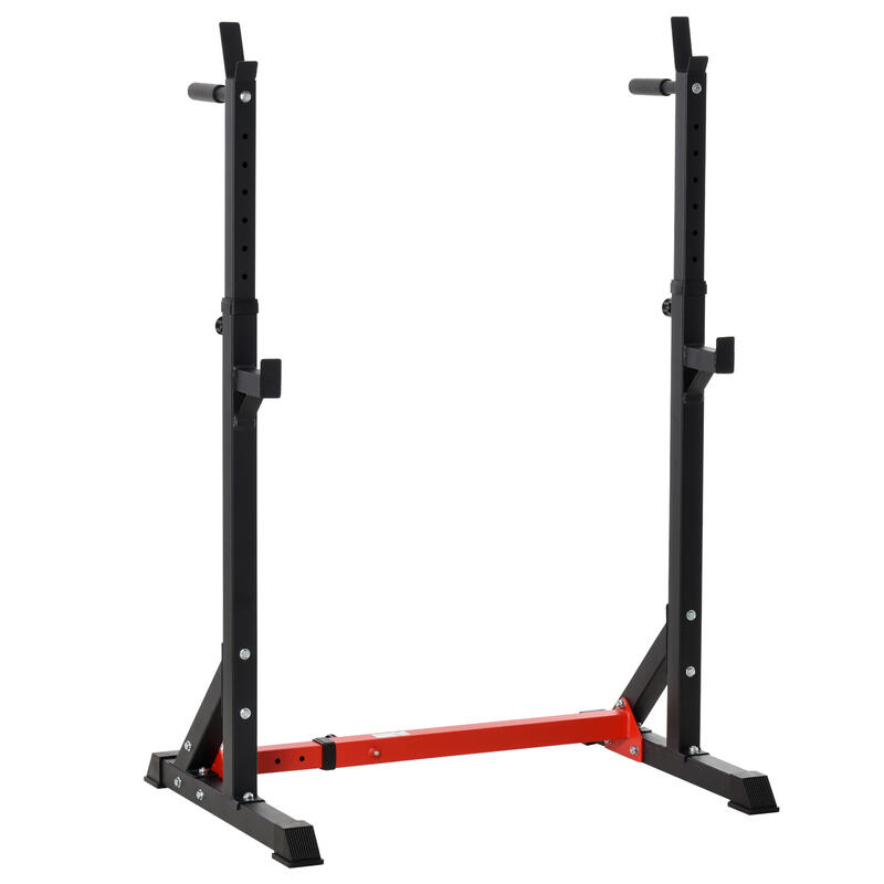 Suporte para Barras de Peso Altura Ajustável 121-171cm Preto e Vermelho