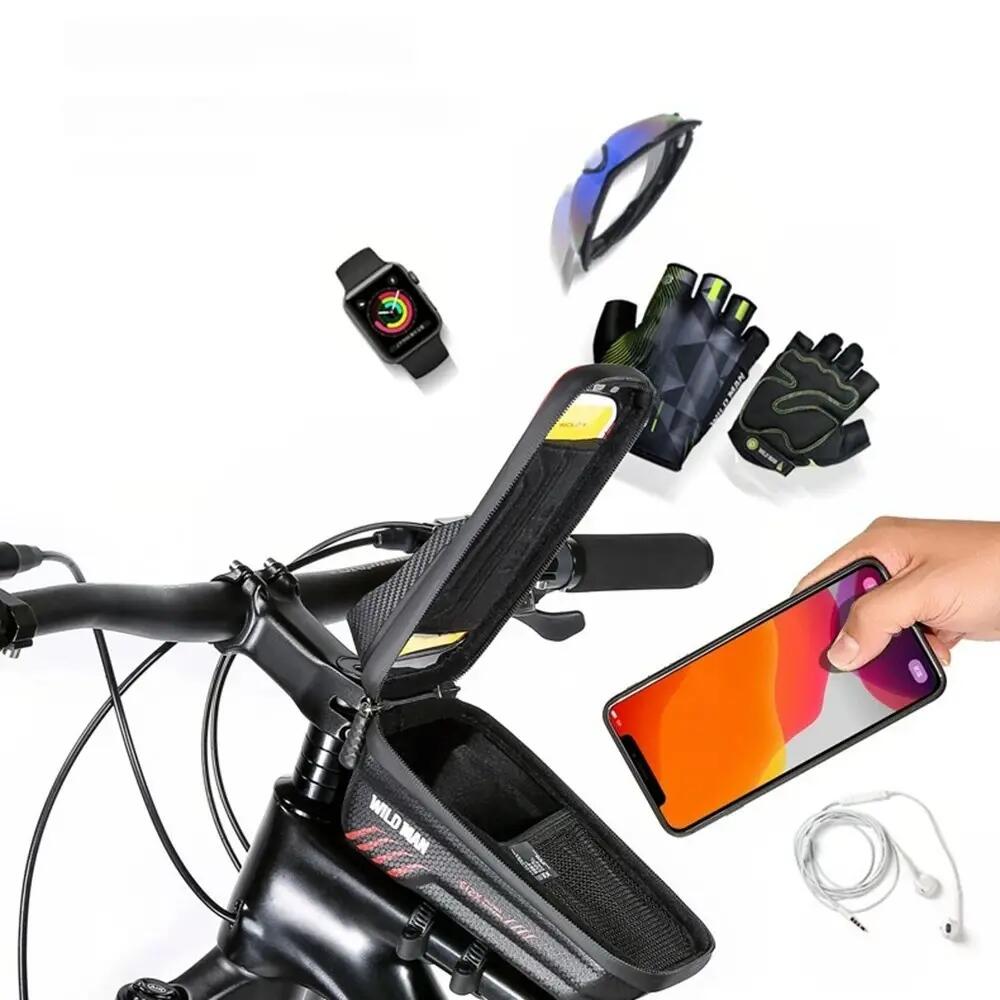 Bolsa de quadro de bicicleta com suporte para telemóvel impermeável WILD MAN 5/5