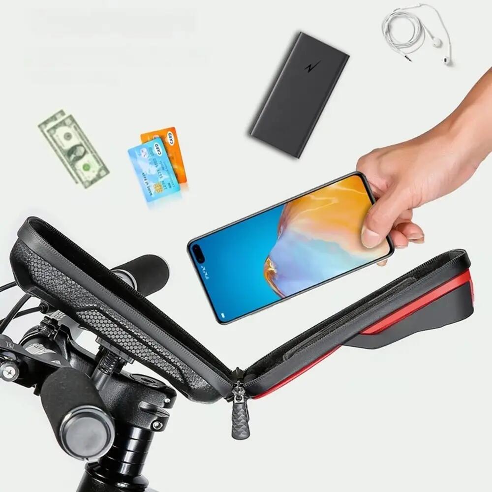 Bolsa de manillar bicicleta con soporte teléfono táctil WILD MAN 7/7