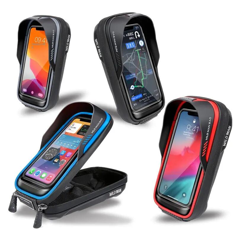 Bolsa de manillar bicicleta con soporte teléfono táctil WILD MAN 3/7