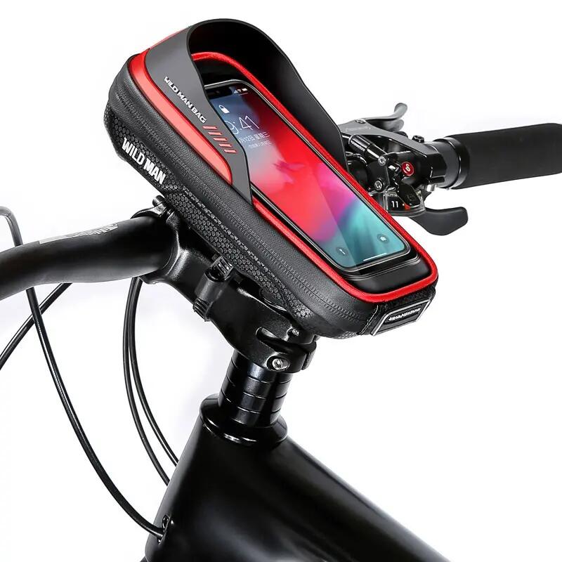 Bolsa de manillar bicicleta con soporte teléfono táctil WILD MAN 2/7