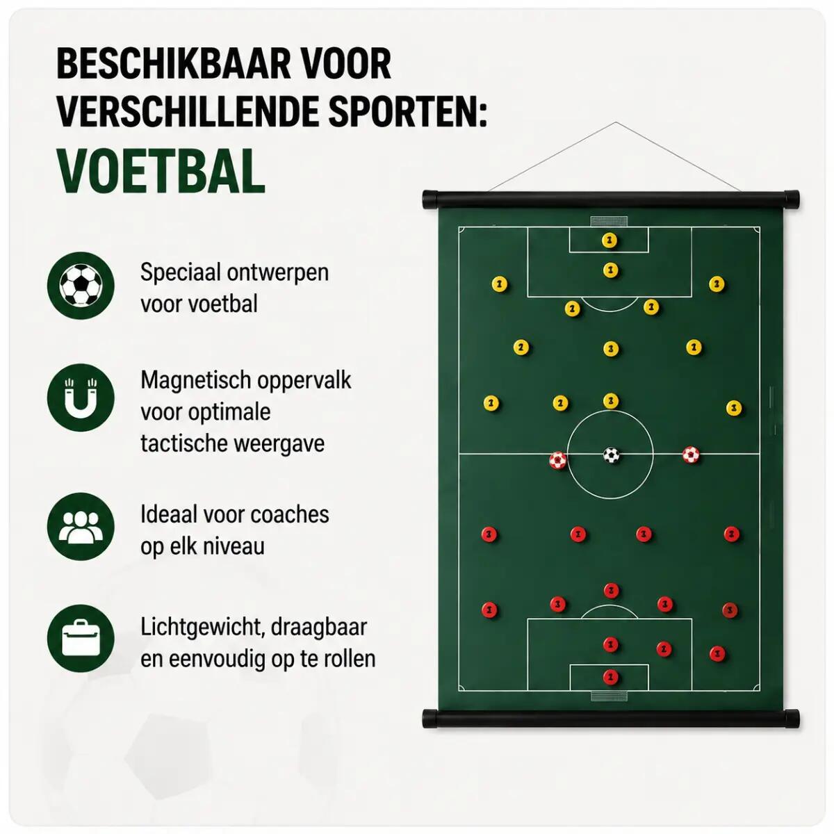 Sportec Oprolbaar magnetisch coachbord - 94 x 105 cm - Voetbal 2/5