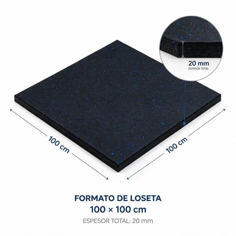 Arquiservi - Loseta de caucho ArquiPro con 10% EPDM azul 1x1m x 20mm (1 m²) 6/8