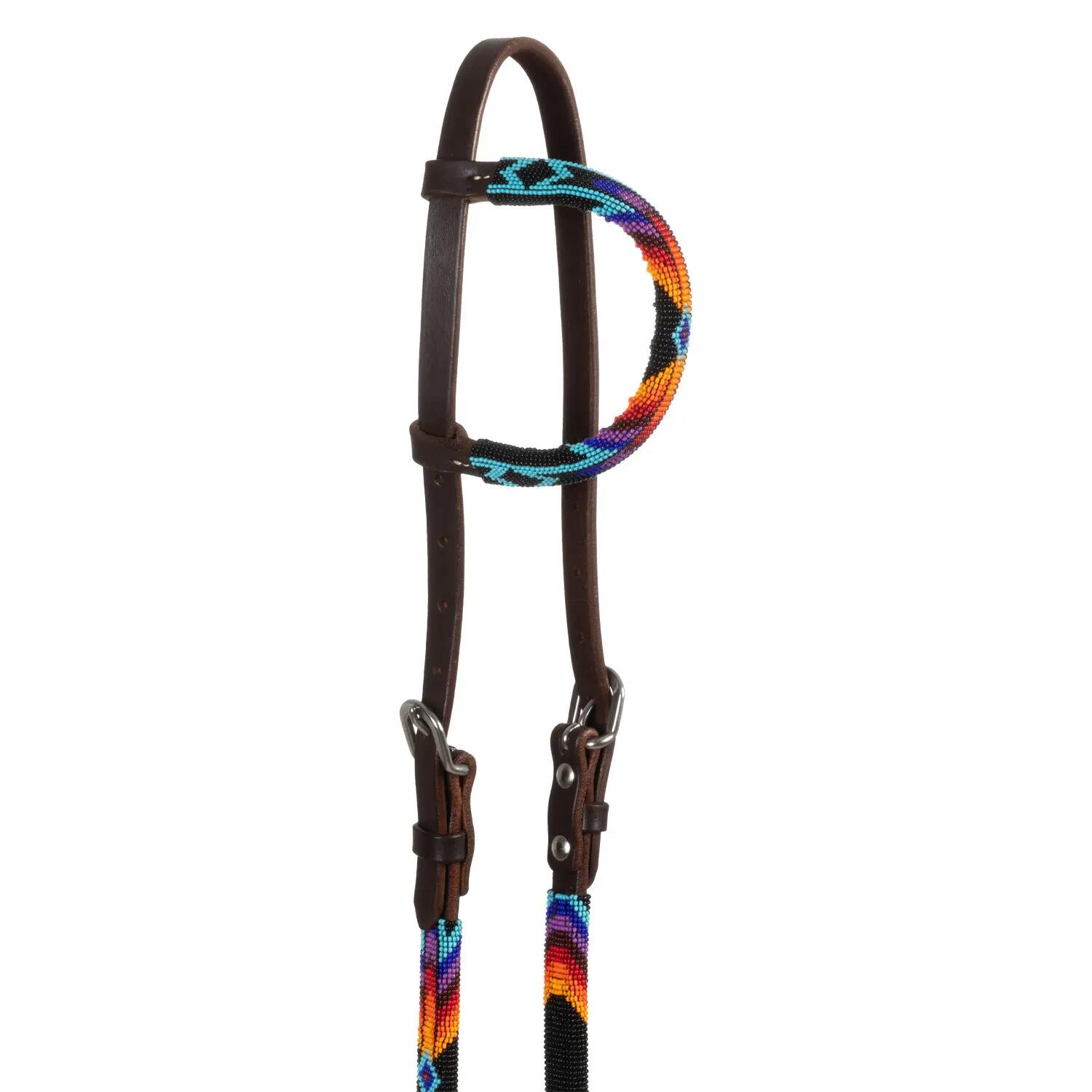 Bridon western à une oreille avec perles et huilage serape 3/5