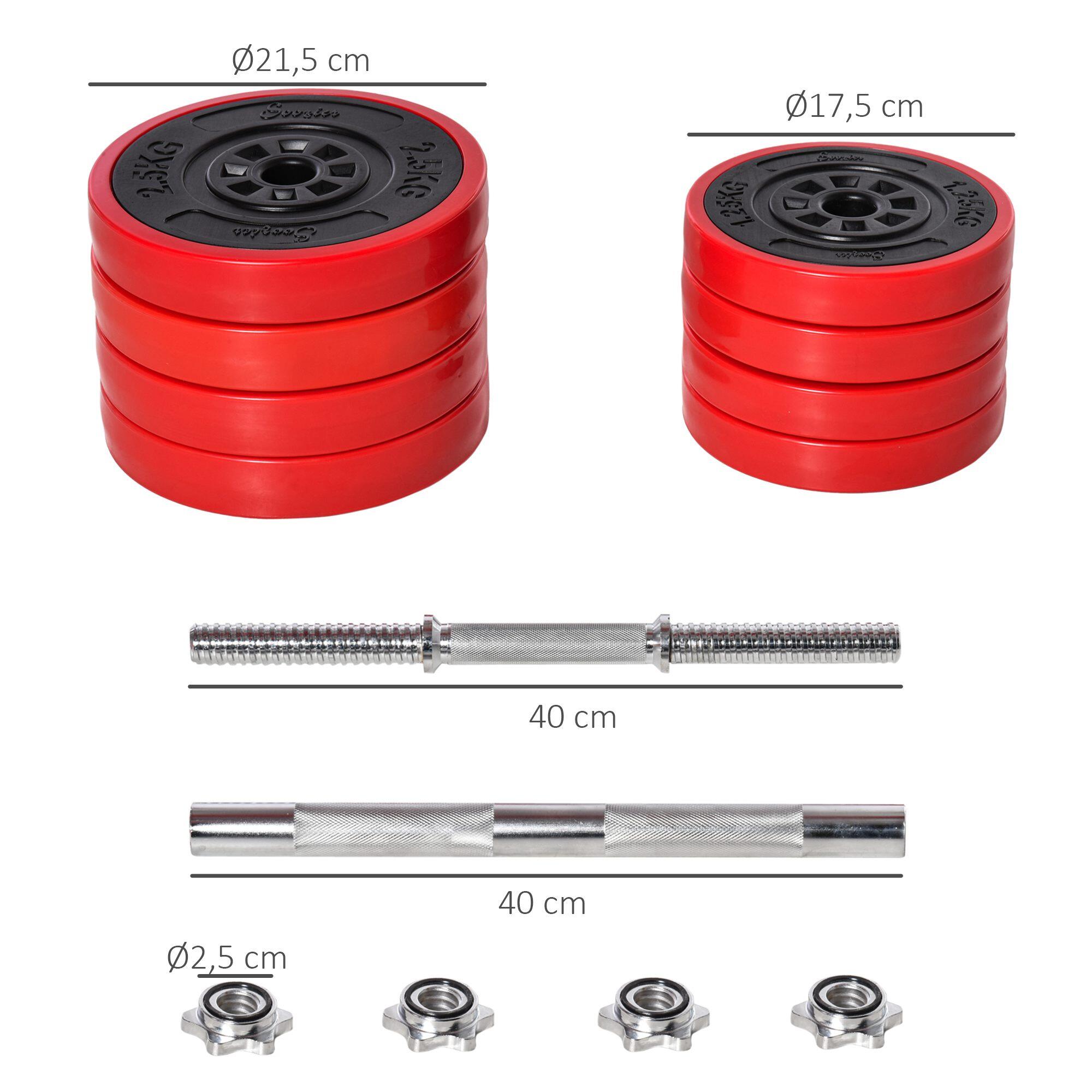 Conjunto de Halteres Ø21.5x3.8cm Preto e Vermelho HOMCOM 3/7
