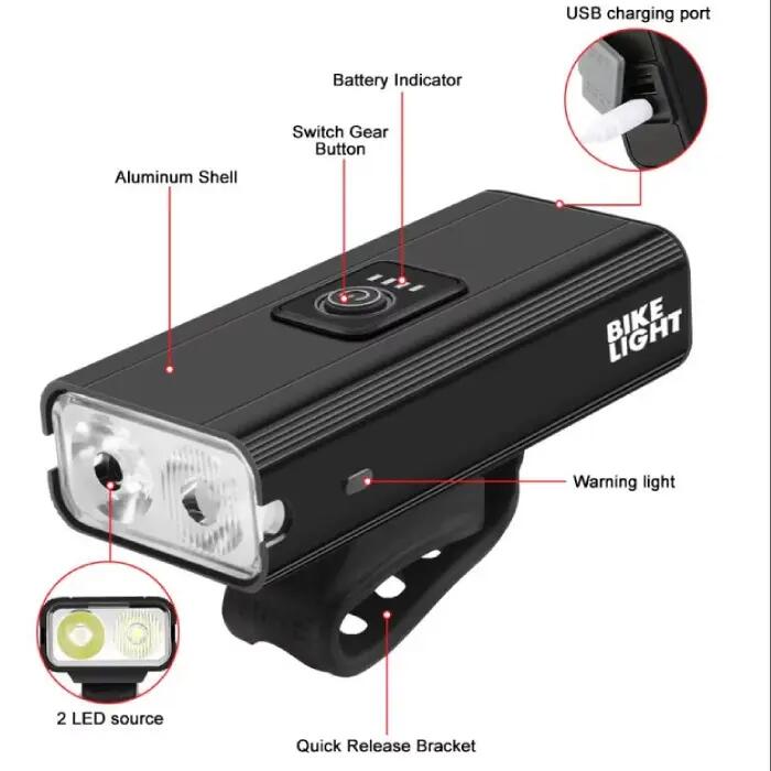 Super mocna lampka rowerowa akumulatorowa 2x LED ROXAR T6 1500lm Powerbank 7/7