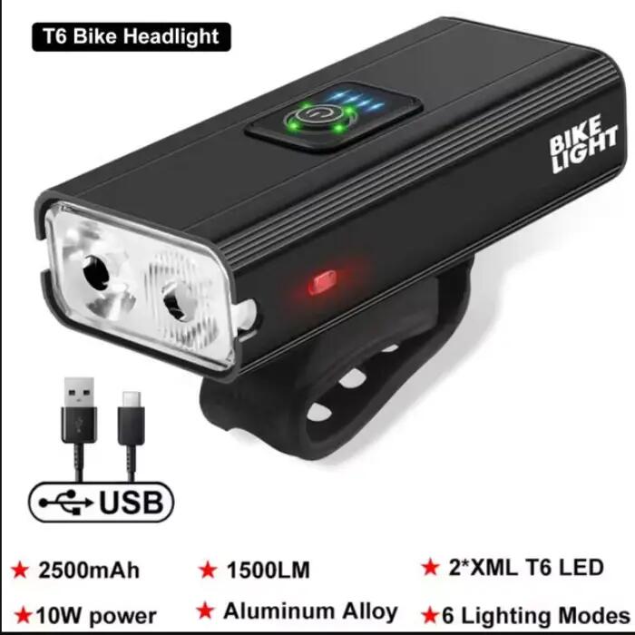 Super mocna lampka rowerowa akumulatorowa 2x LED ROXAR T6 1500lm Powerbank 4/7