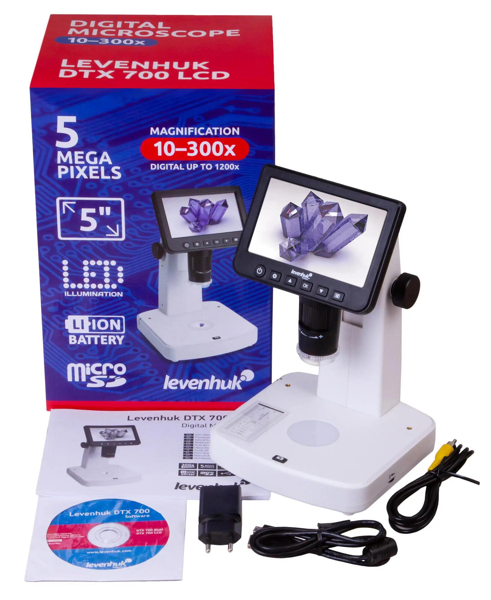 Microscopio digitale, LCD 5Mpx, 10–300x (1200x) - DTX 700 - Nero 2/6