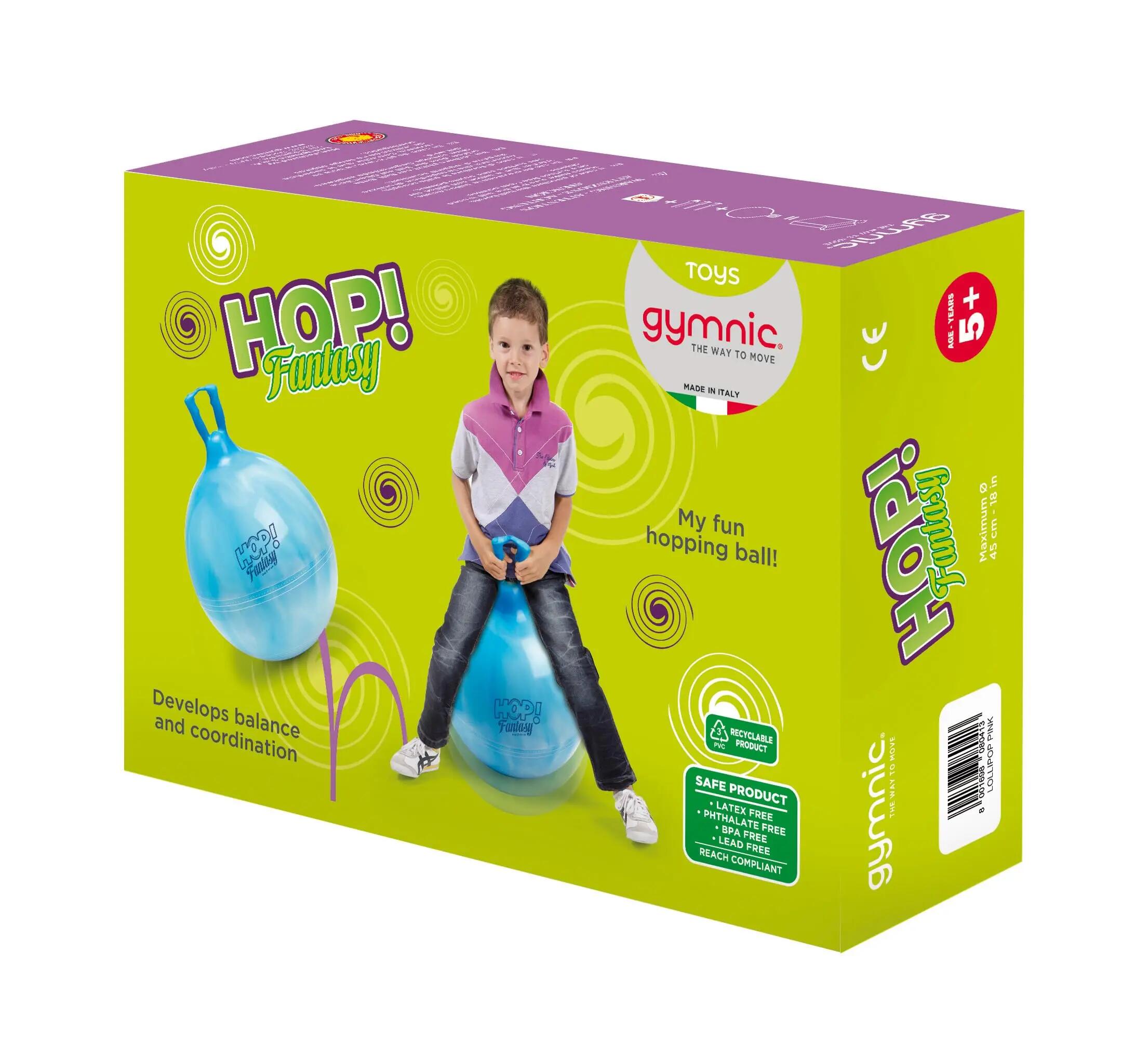 Gymnic Hop Fantasy Palla per saltare con maniglia Ø 45 cm rosa 5/5
