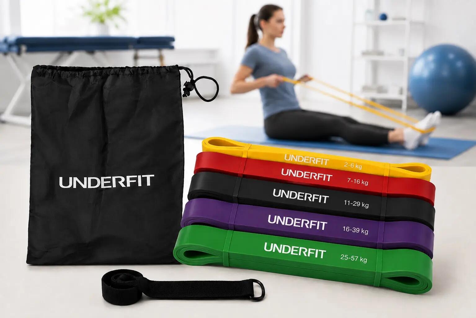 Gumy do podciągania zestaw 5 szt. z uchwytem do drzwi UNDERFIT Power Band 7/8