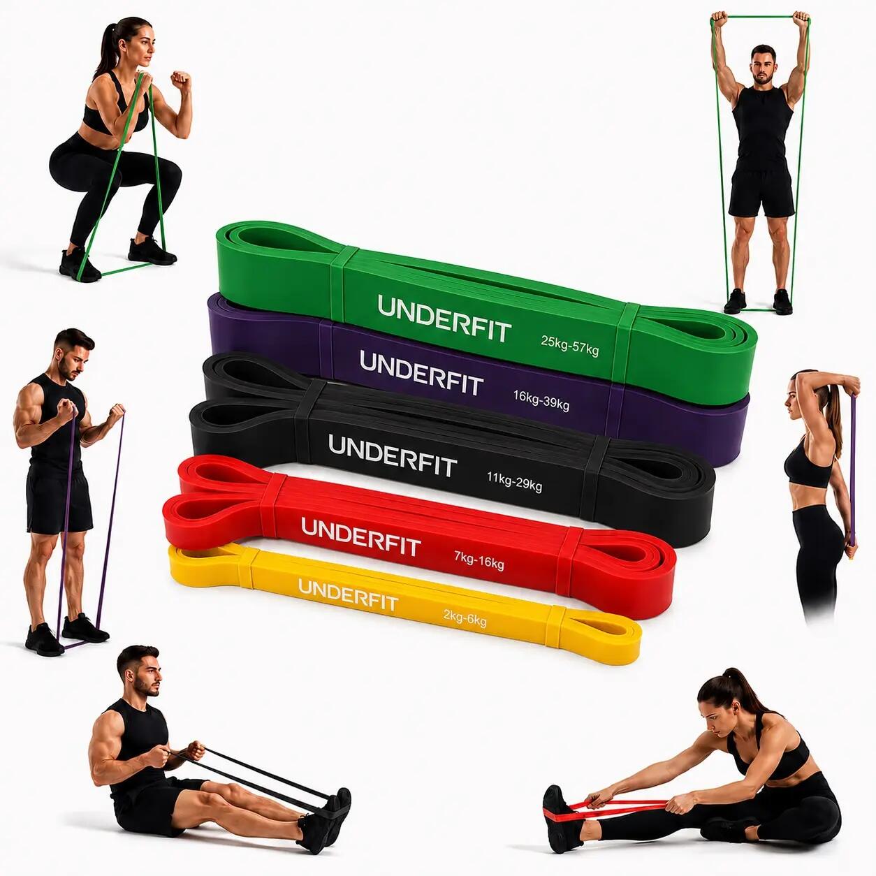 Gumy do podciągania zestaw 5 szt. z uchwytem do drzwi UNDERFIT Power Band 5/8