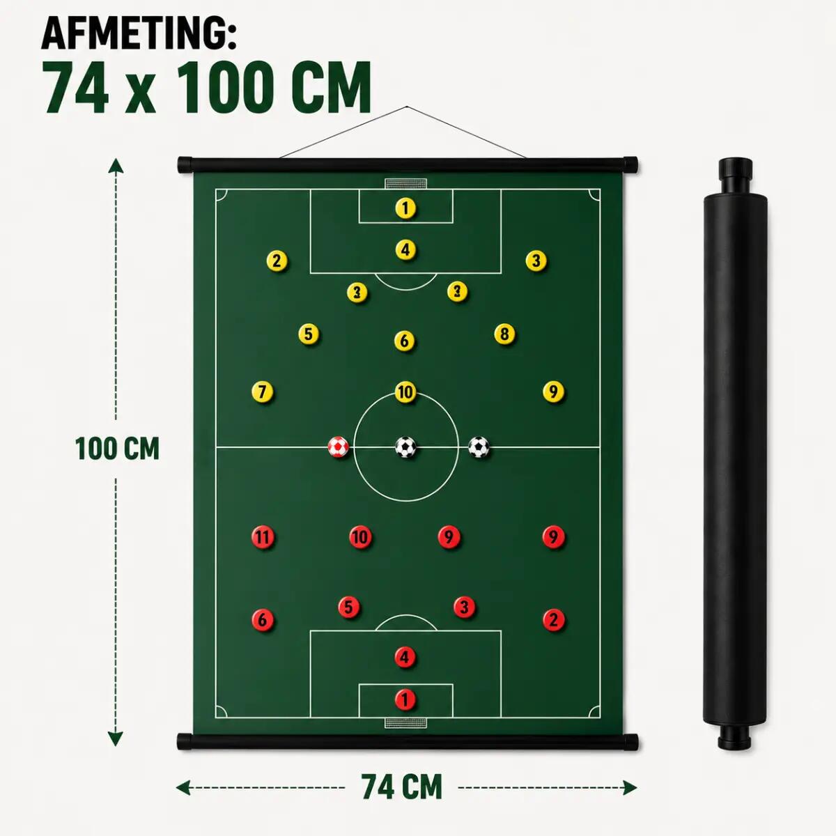 Sportec Oprolbaar magnetisch coachbord - 74 x 100 cm - Futsal 5/5